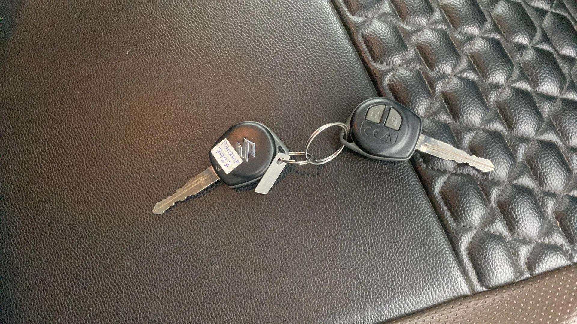 Car keys on the seat of a Maruti Suzuki Brezza