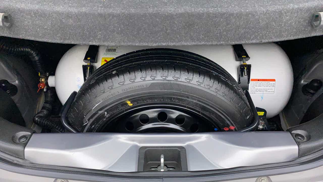 Cng tank and spare wheel in a Maruti Suzuki Celerio boot