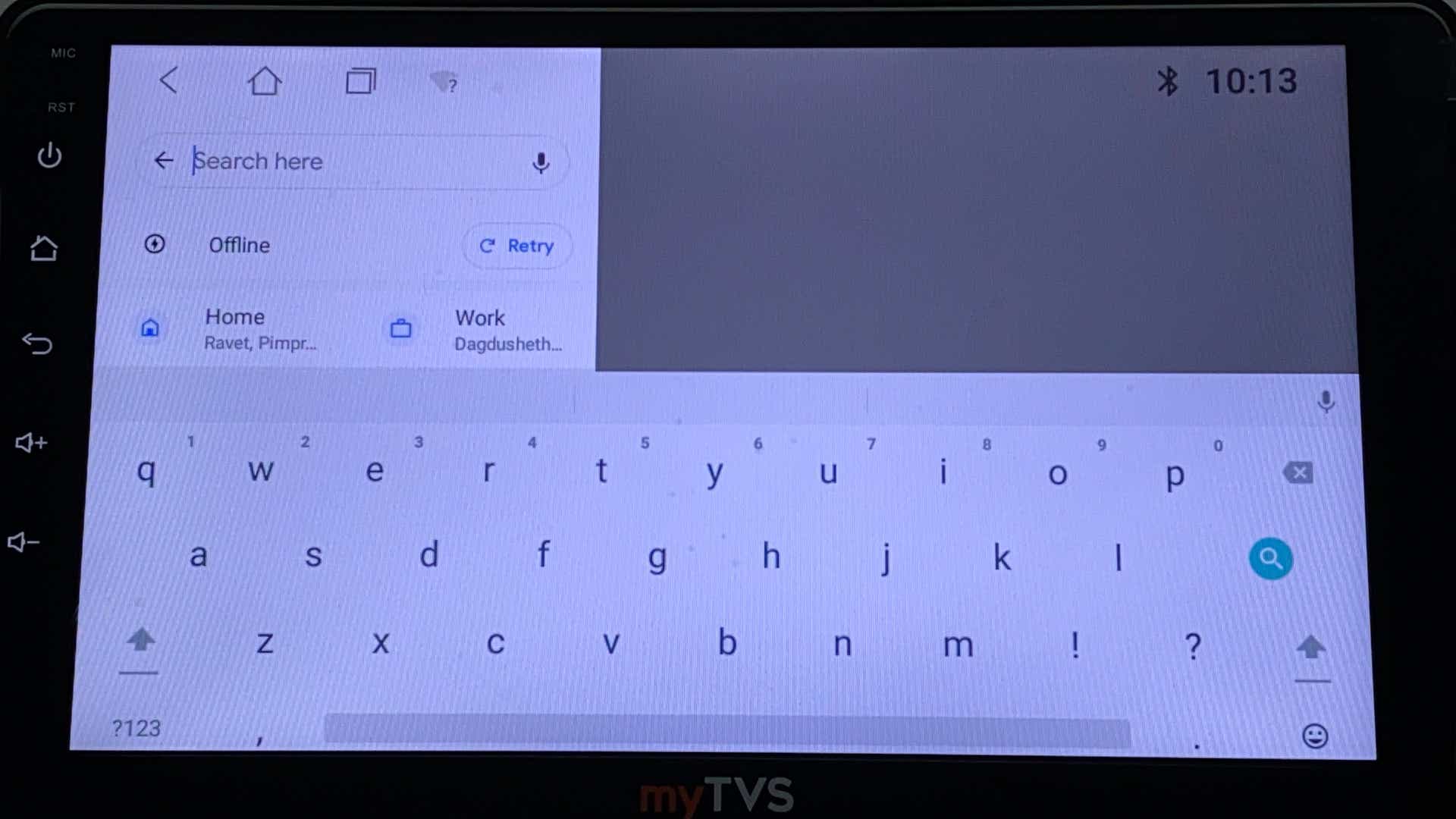 Navigation touchscreen interface of a Maruti Suzuki Celerio