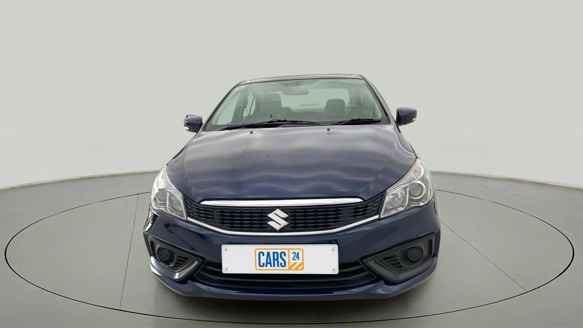 Front view of a Nexa Blue Maruti Suzuki Ciaz