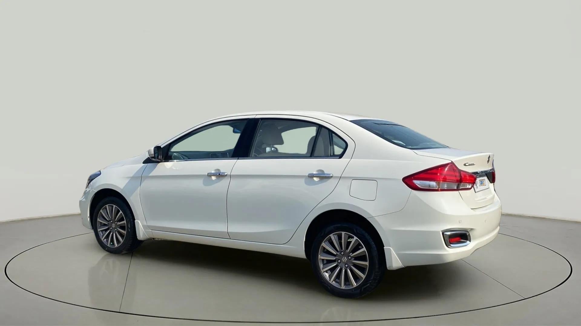 Rear three-quarter of a Maruti Suzuki Ciaz
