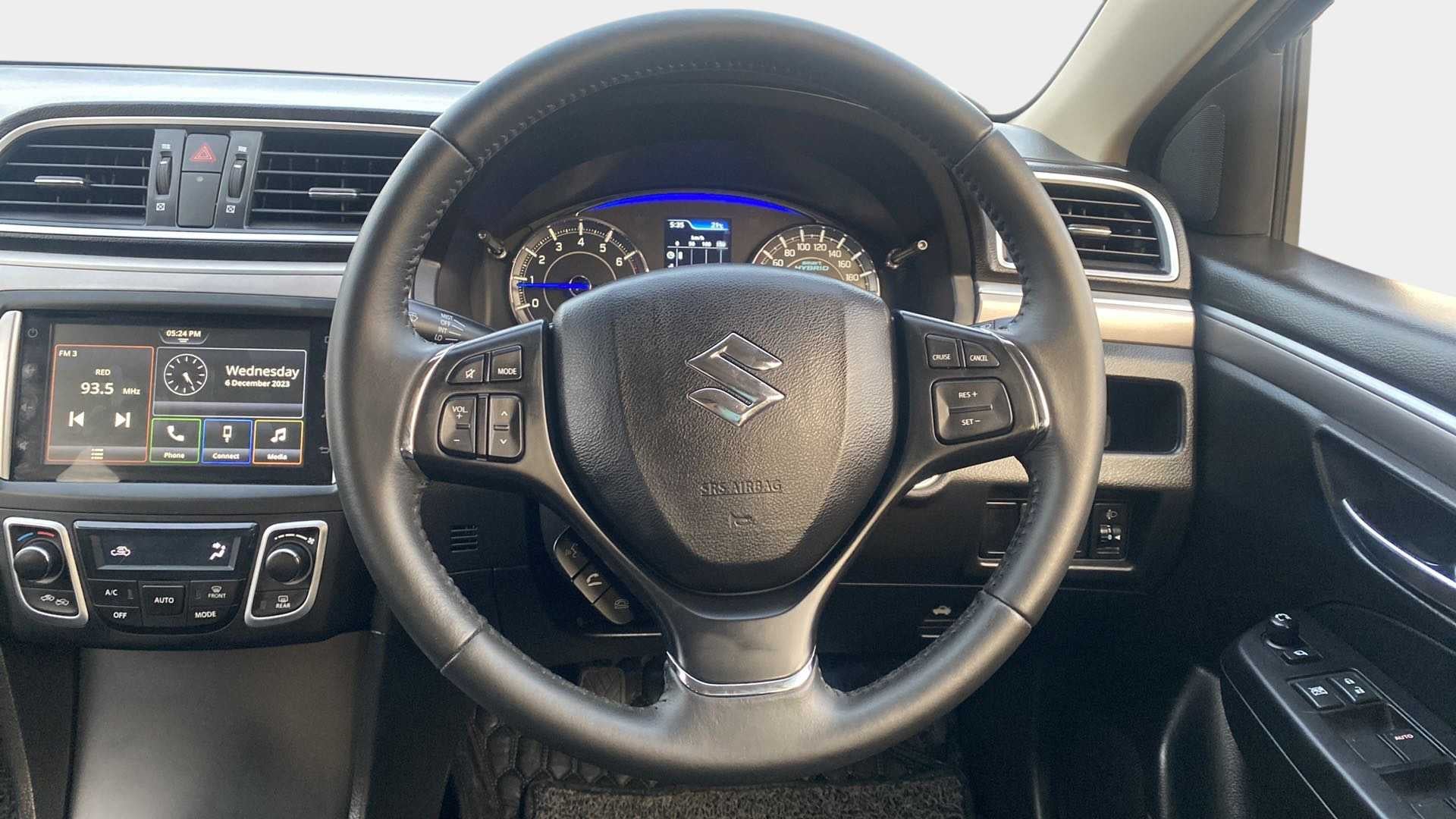 Dashboard and steering wheel view of a Maruti Suzuki Ciaz