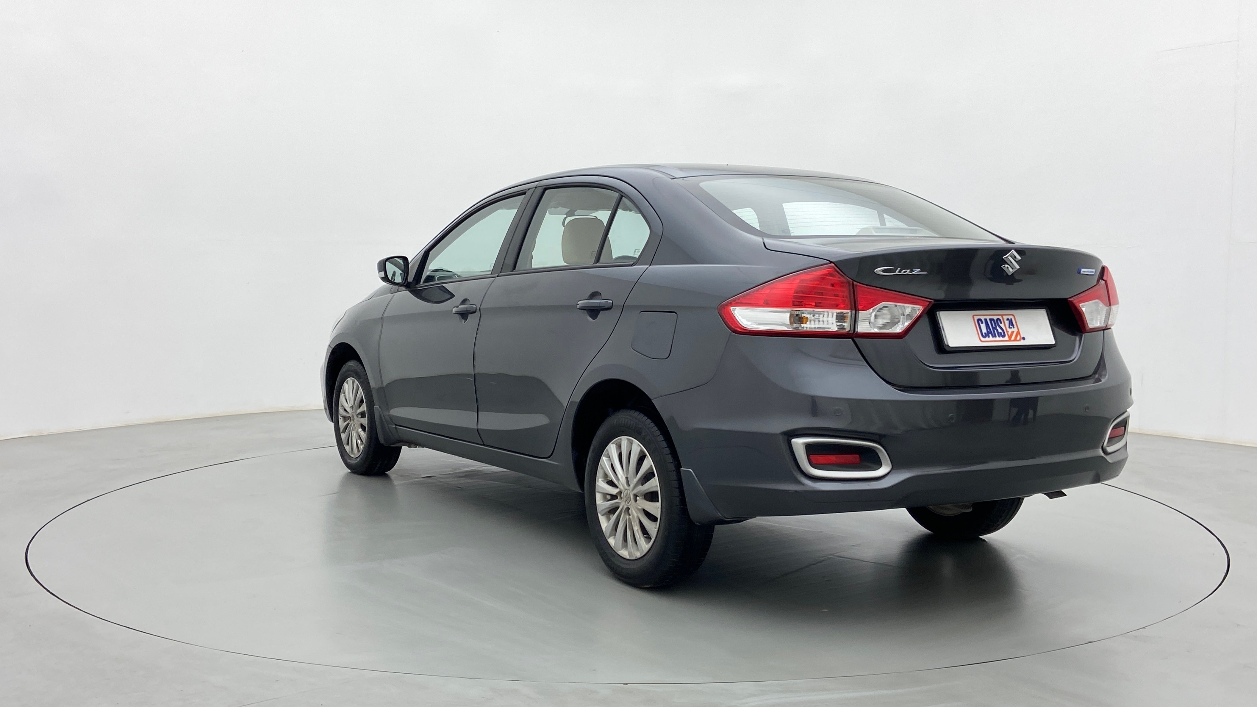 Rear three-quarter view of a Maruti Suzuki Ciaz