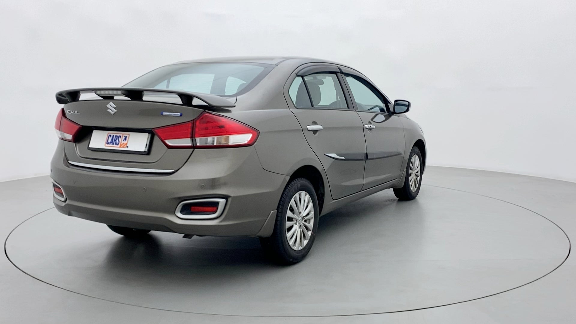 Rear three-quarter view of a Maruti Suzuki Ciaz