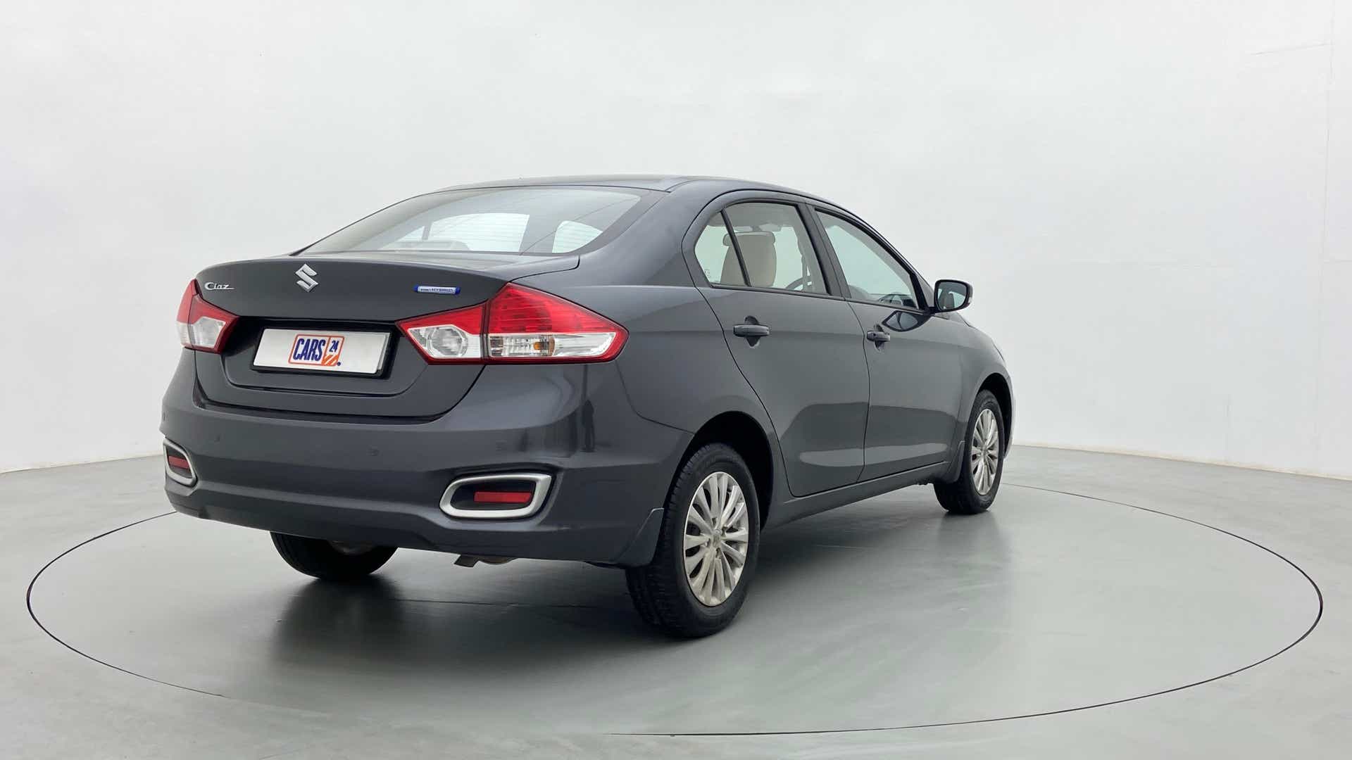 Rear three-quarter view of a Maruti Suzuki Ciaz