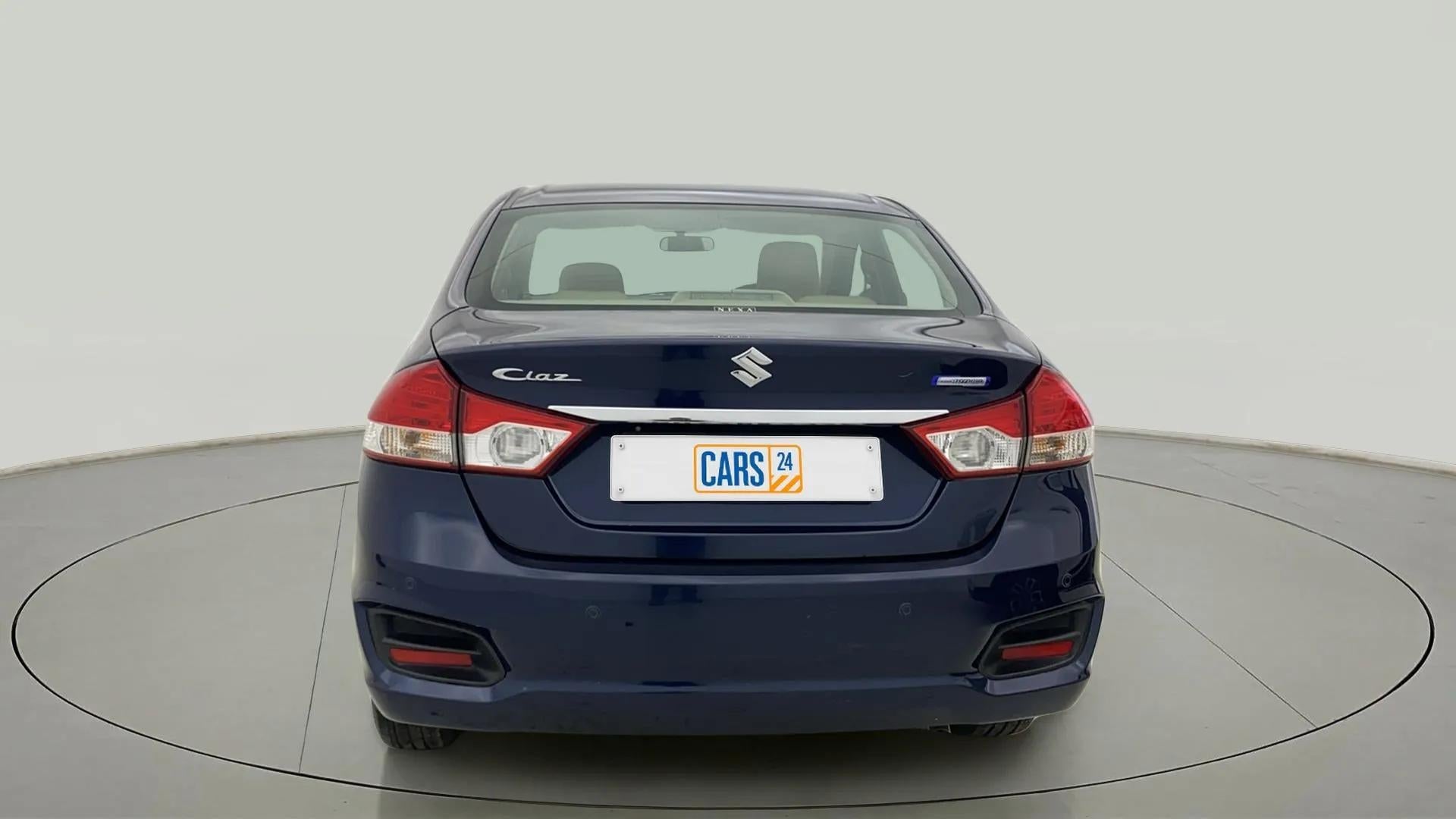 Rear view of a Nexa Blue Maruti Suzuki Ciaz