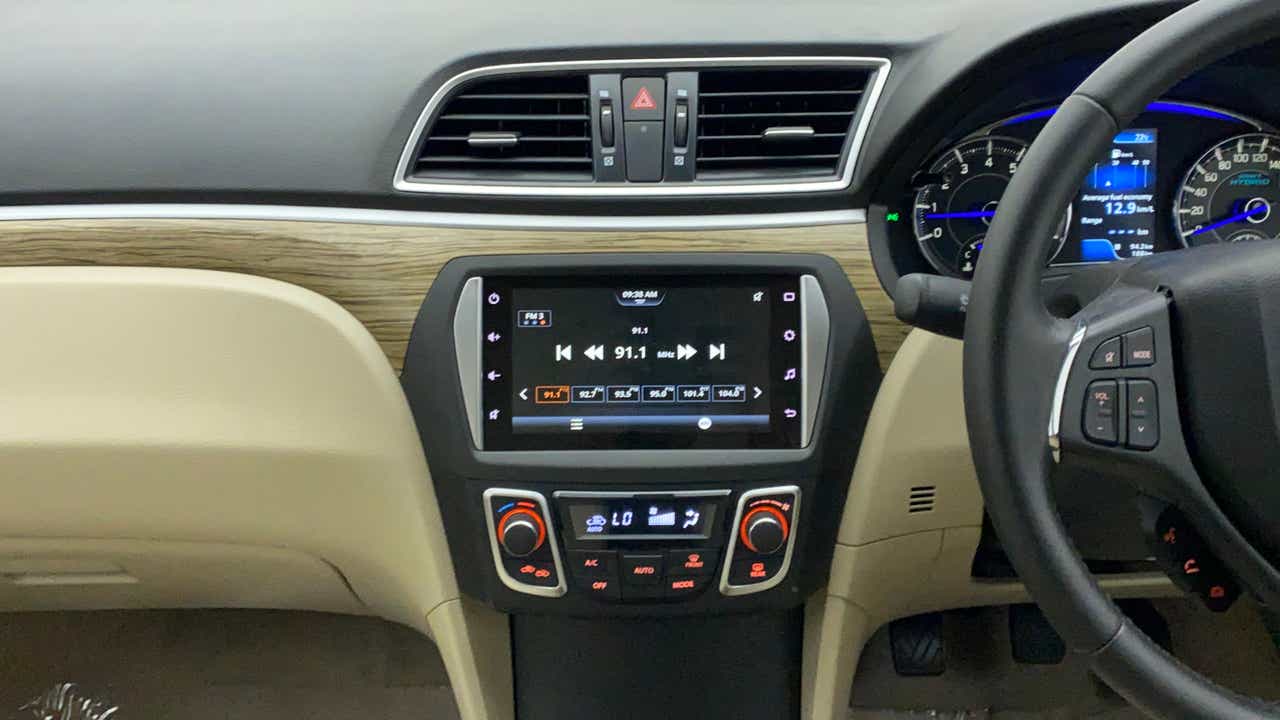 Dashboard and infotainment system of a Maruti Suzuki Ciaz