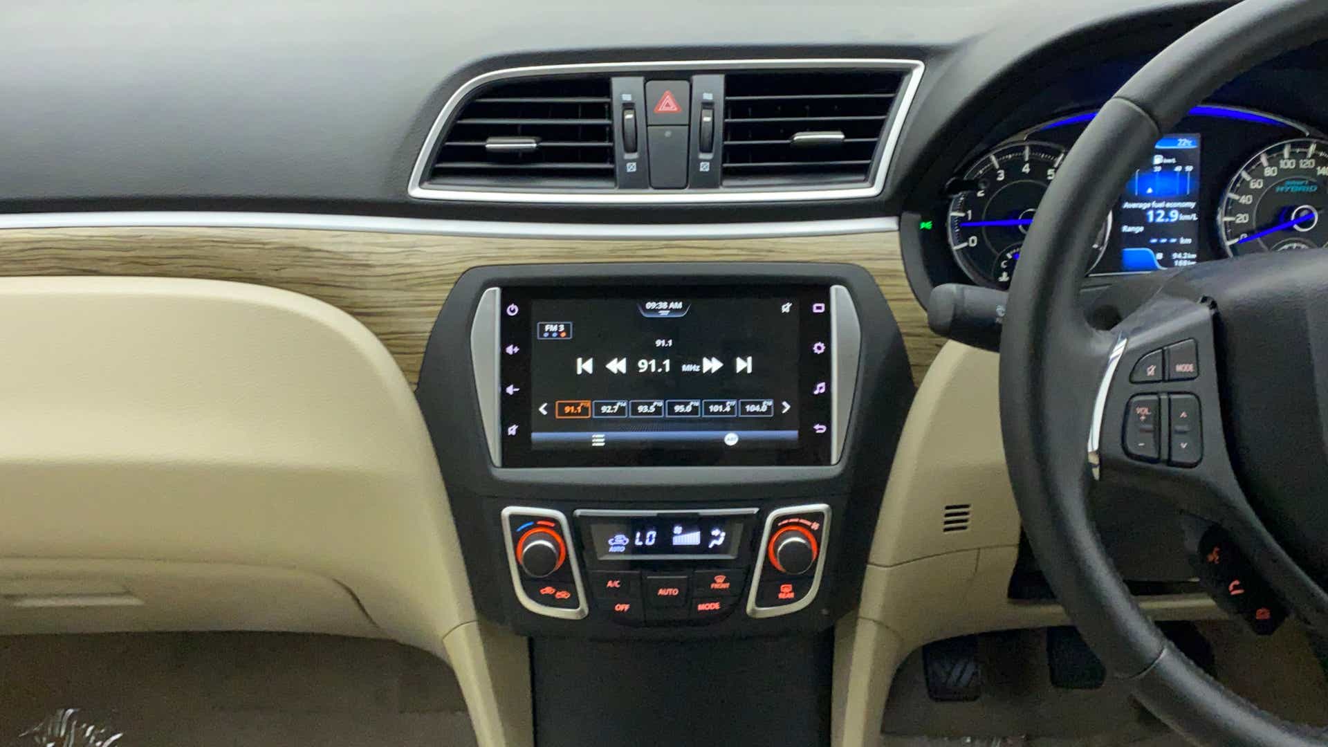 Dashboard and infotainment system of a Maruti Suzuki Ciaz