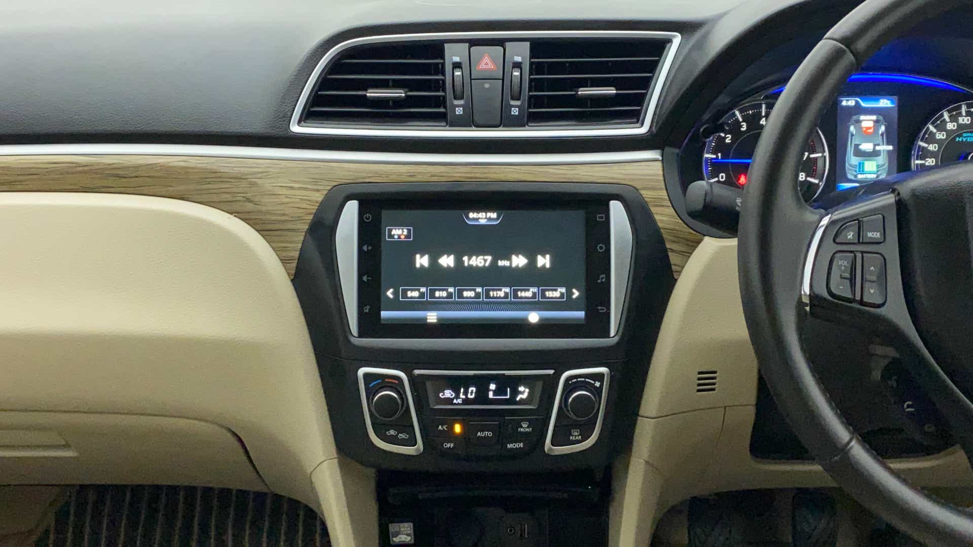 Dashboard and infotainment system of a Maruti Suzuki Ciaz