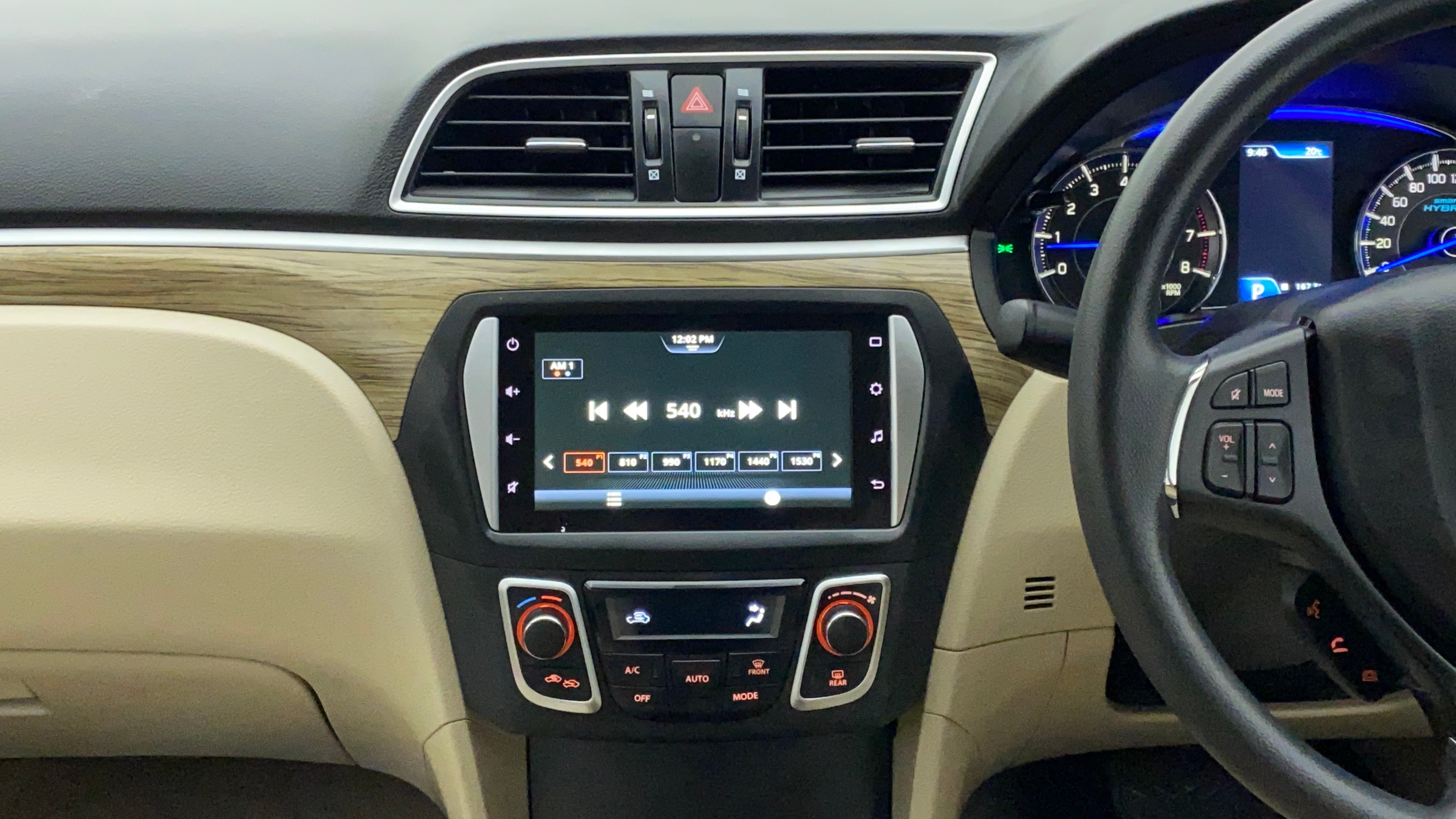 Dashboard and infotainment system of a Maruti Suzuki Ciaz