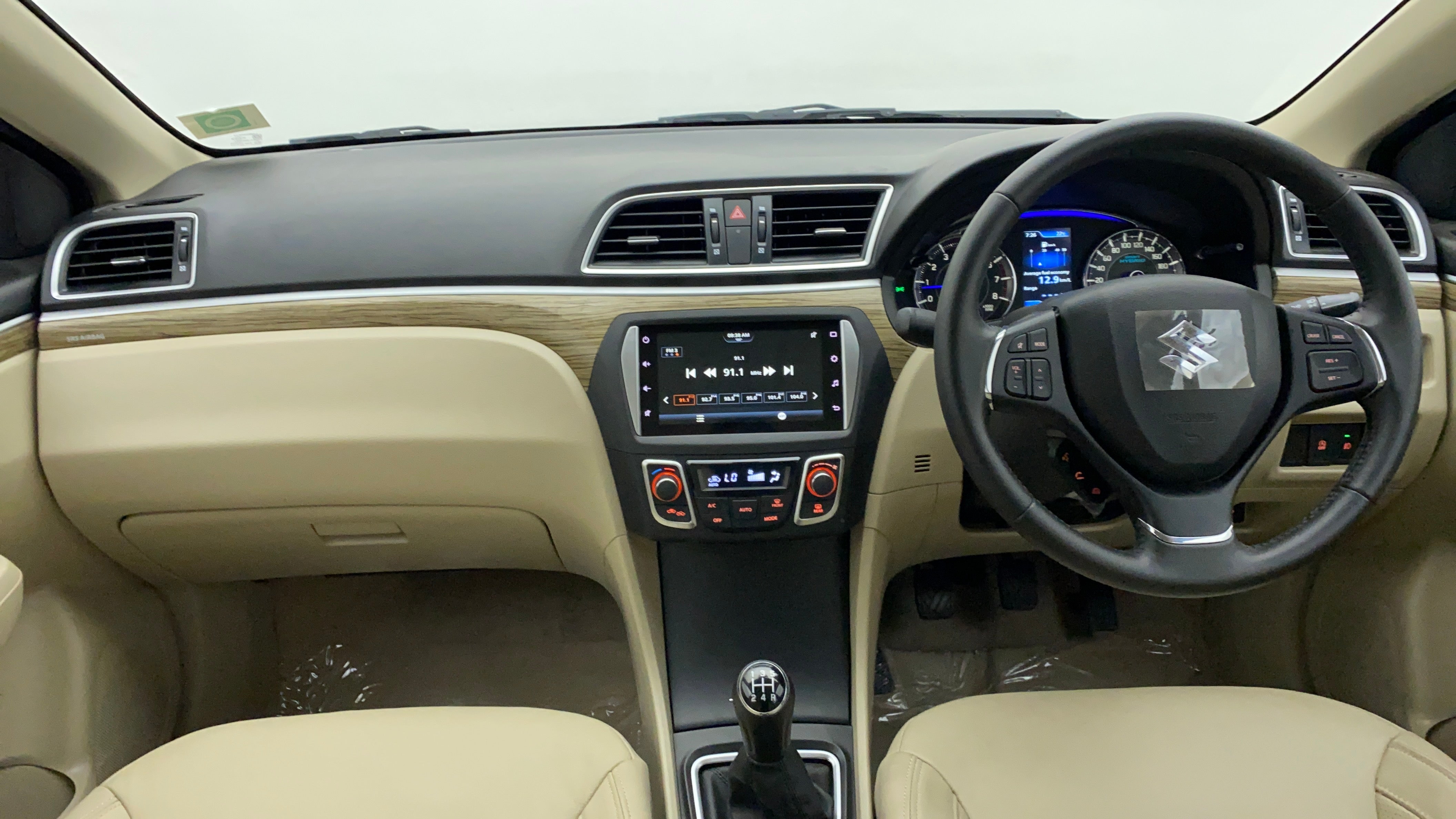 Interior dashboard view of a Maruti Suzuki Ciaz