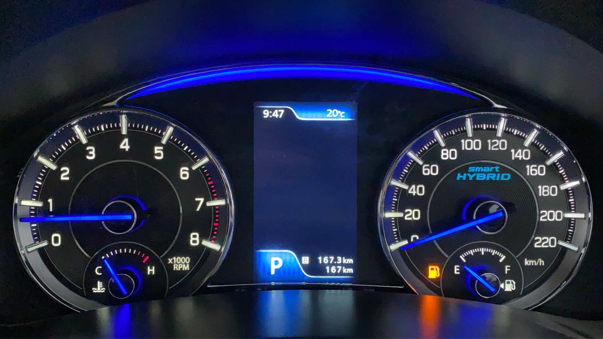 Instrument cluster of a Maruti Suzuki Ciaz Smart Hybrid