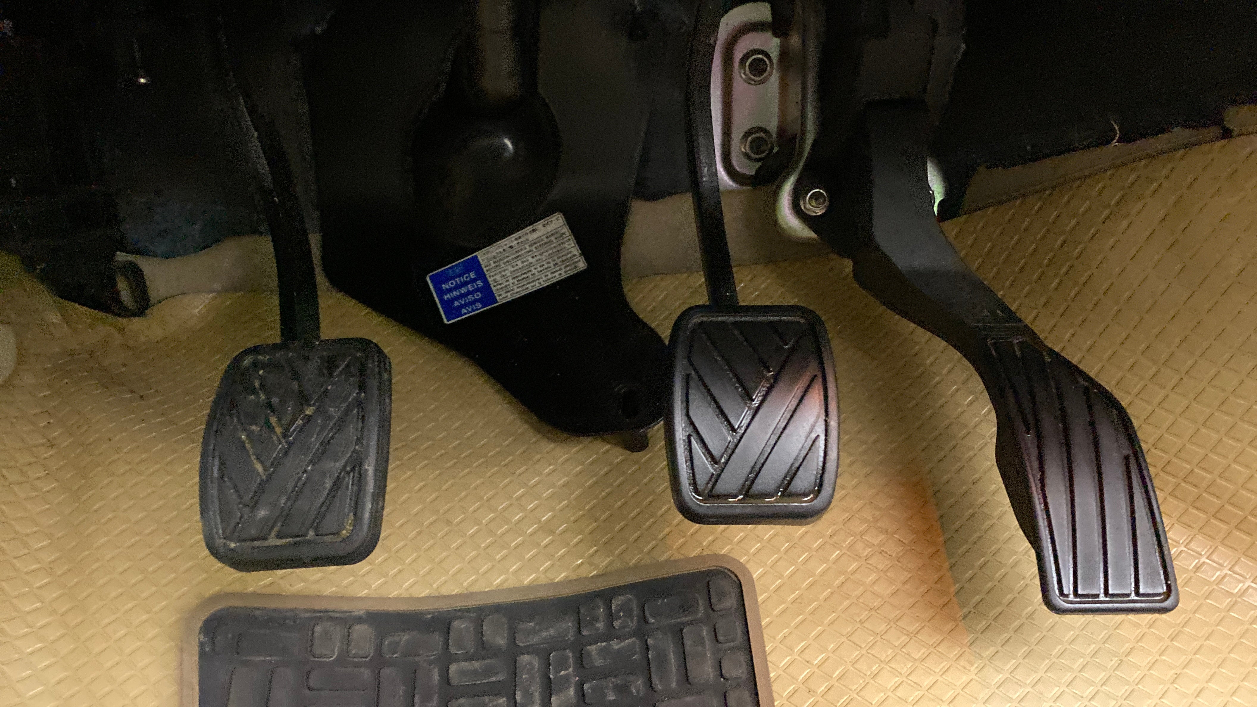 Pedal cluster of a Maruti Suzuki Ciaz