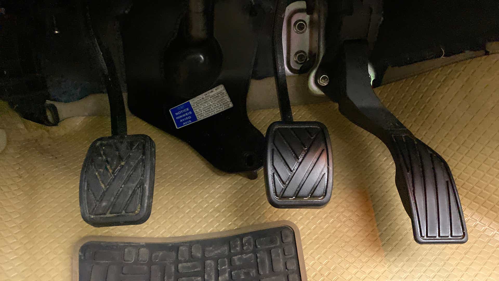 Pedal cluster of a Maruti Suzuki Ciaz