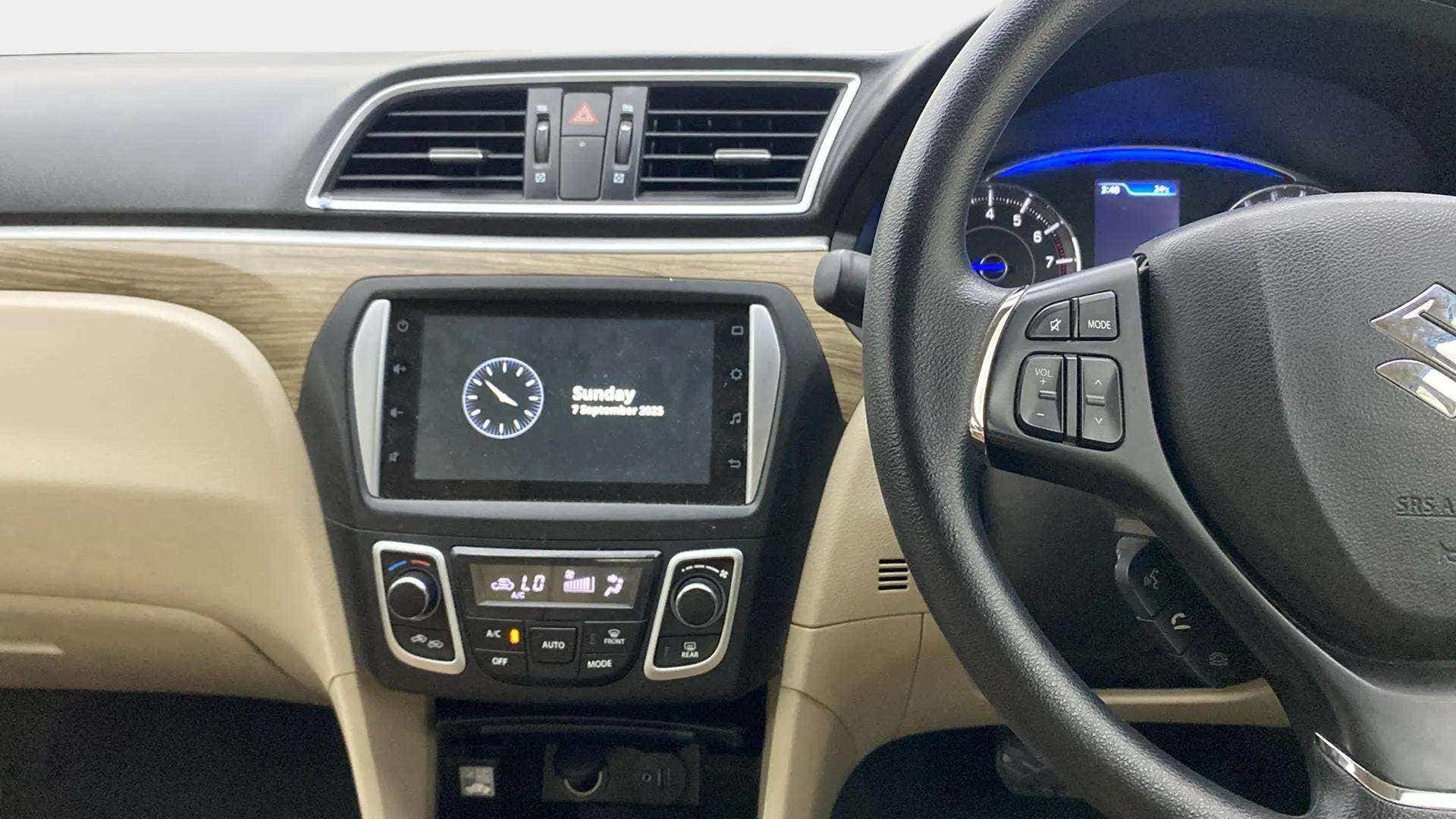 Dashboard and steering wheel of a Maruti Suzuki Ciaz