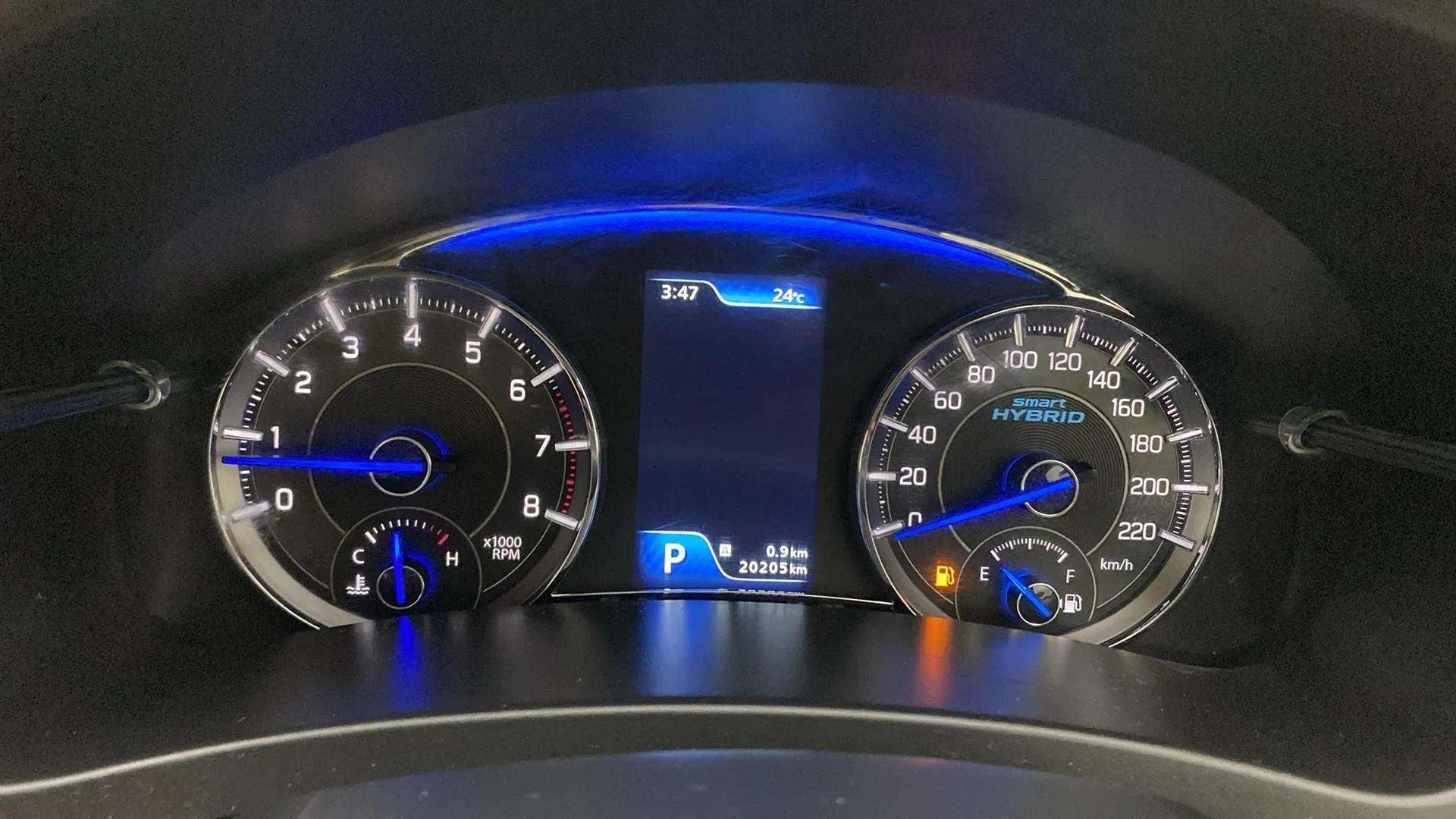 Instrument cluster of a Maruti Suzuki Ciaz smart hybrid