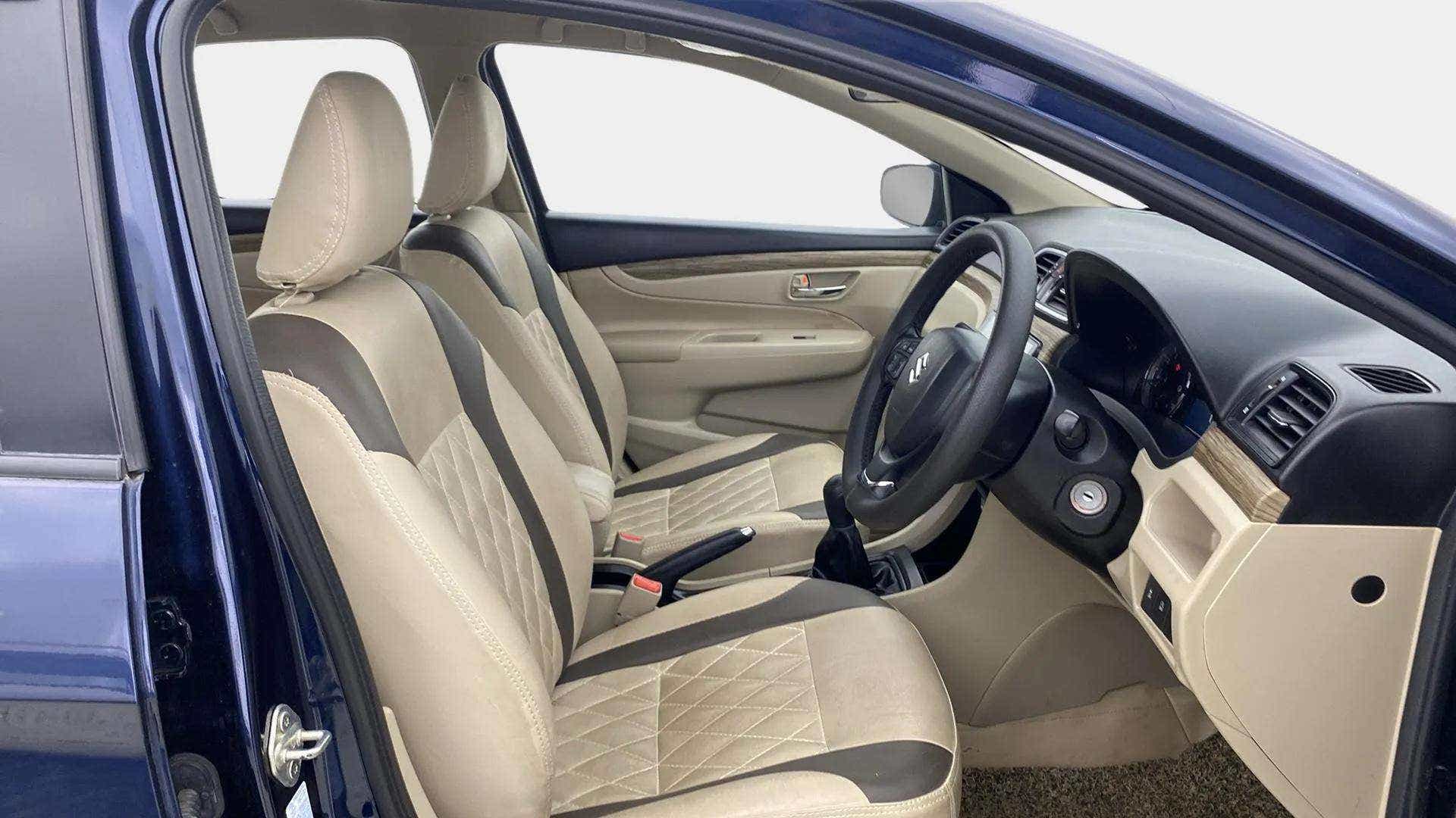 Interior front seats and dashboard of a Maruti Suzuki Ciaz