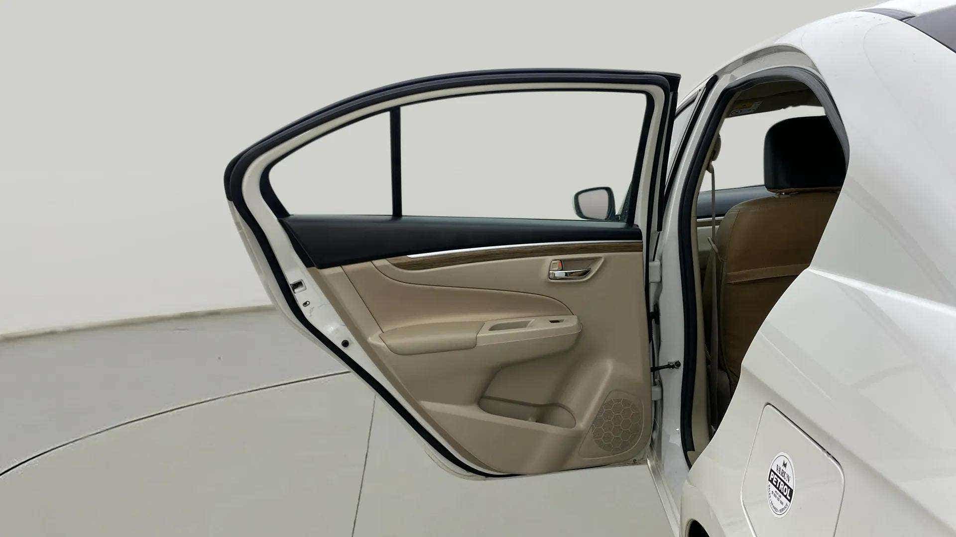 Rear door and interior view of a Maruti Suzuki Ciaz