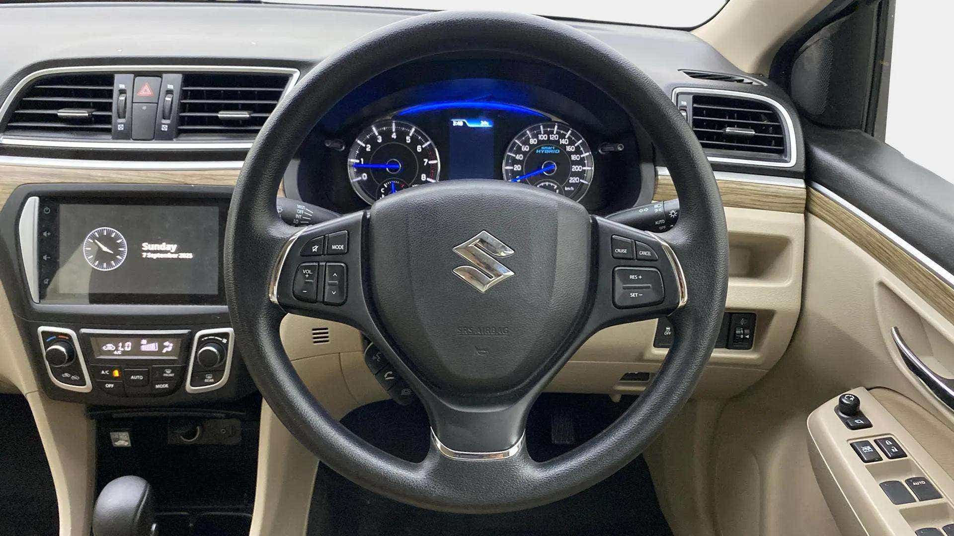 Interior dashboard view of a Maruti Suzuki Ciaz