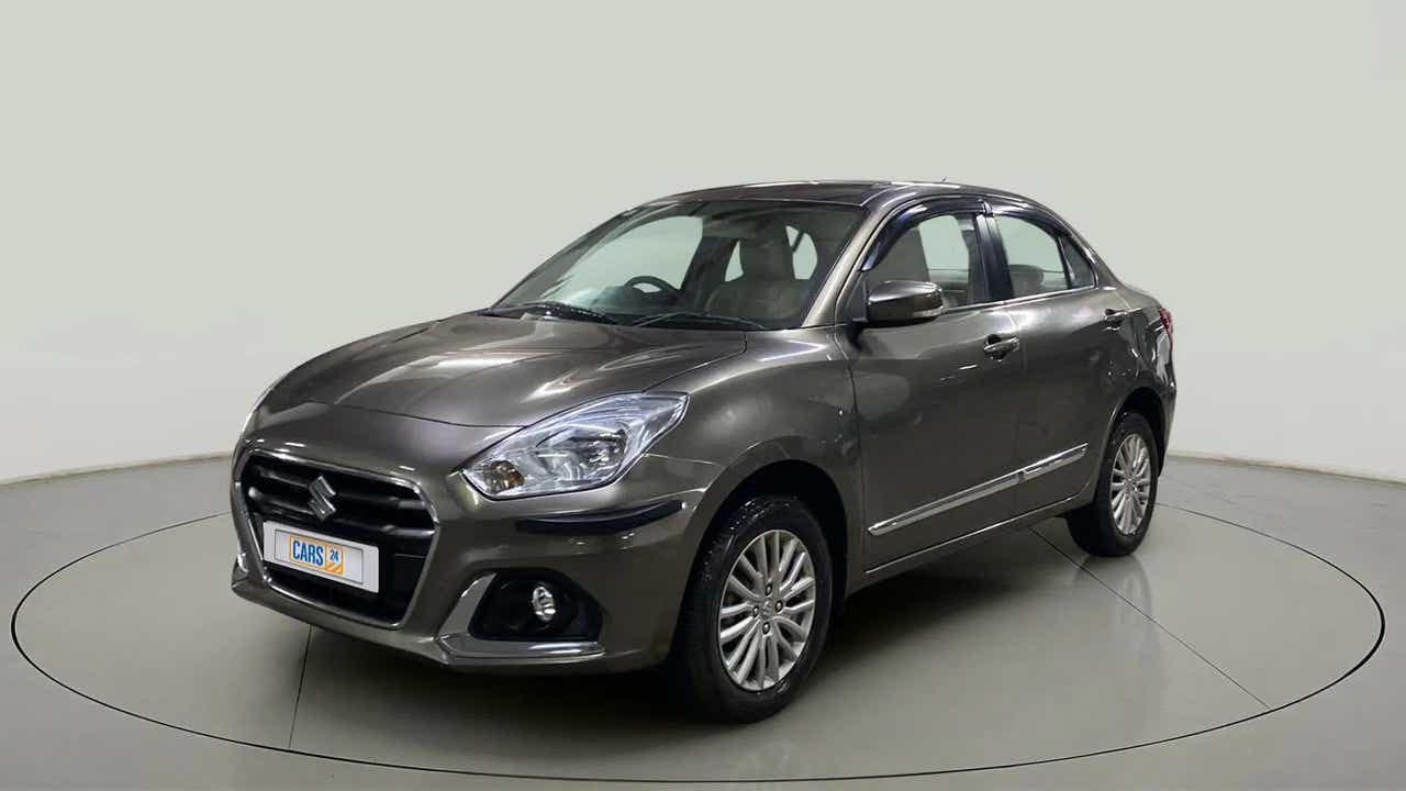 Front three-quarter view of a Maruti Suzuki Dzire 2018-2023