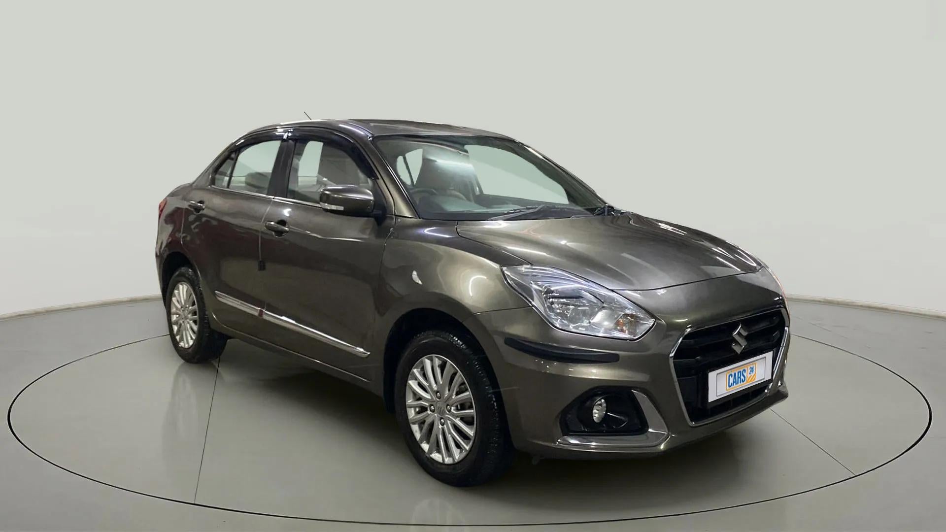 Front three-quarter of a Maruti Suzuki Dzire 2018-2023