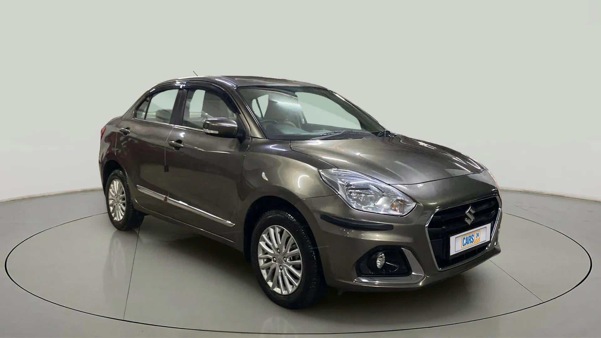 Front three-quarter of a Maruti Suzuki Dzire 2018-2023