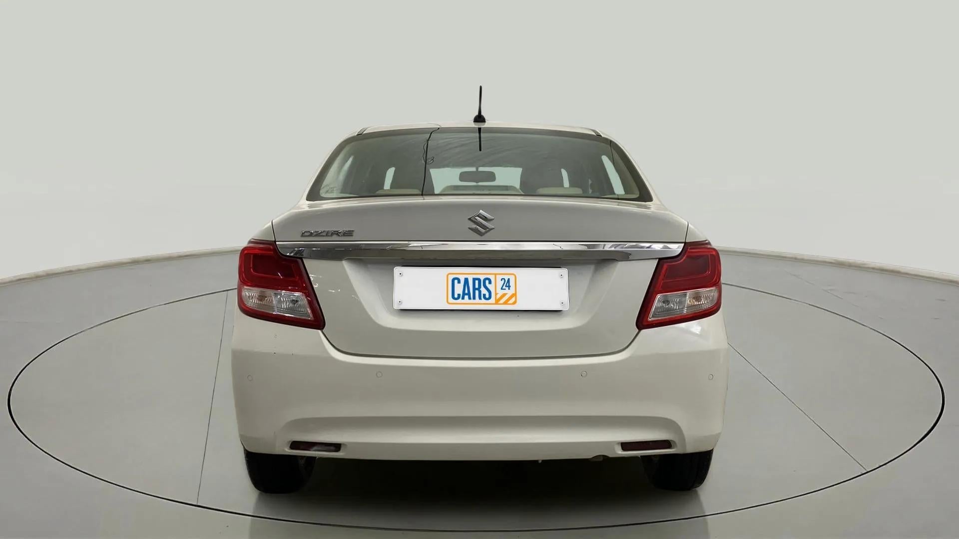 Rear view of a Maruti Suzuki Dzire