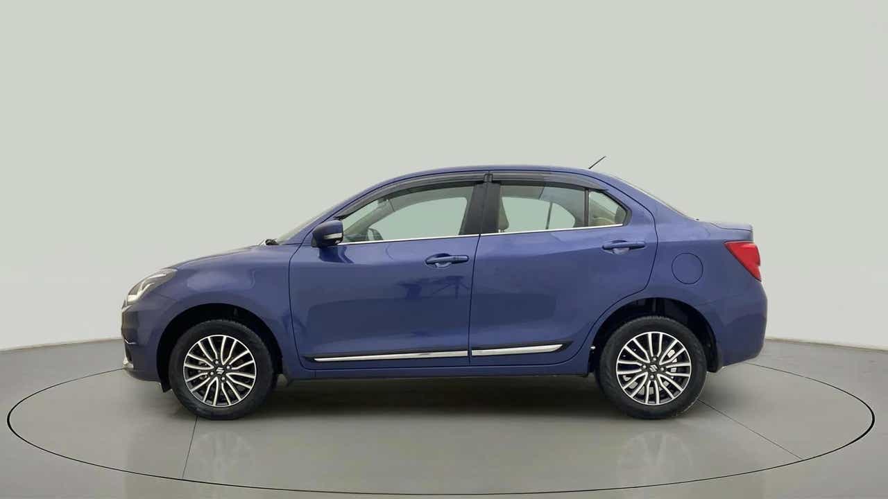 Side view of a Alluring Blue Maruti Suzuki Dzire