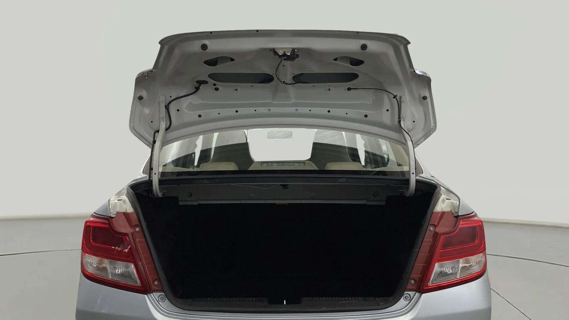 Open trunk view of a Maruti Suzuki Dzire 2018-2023