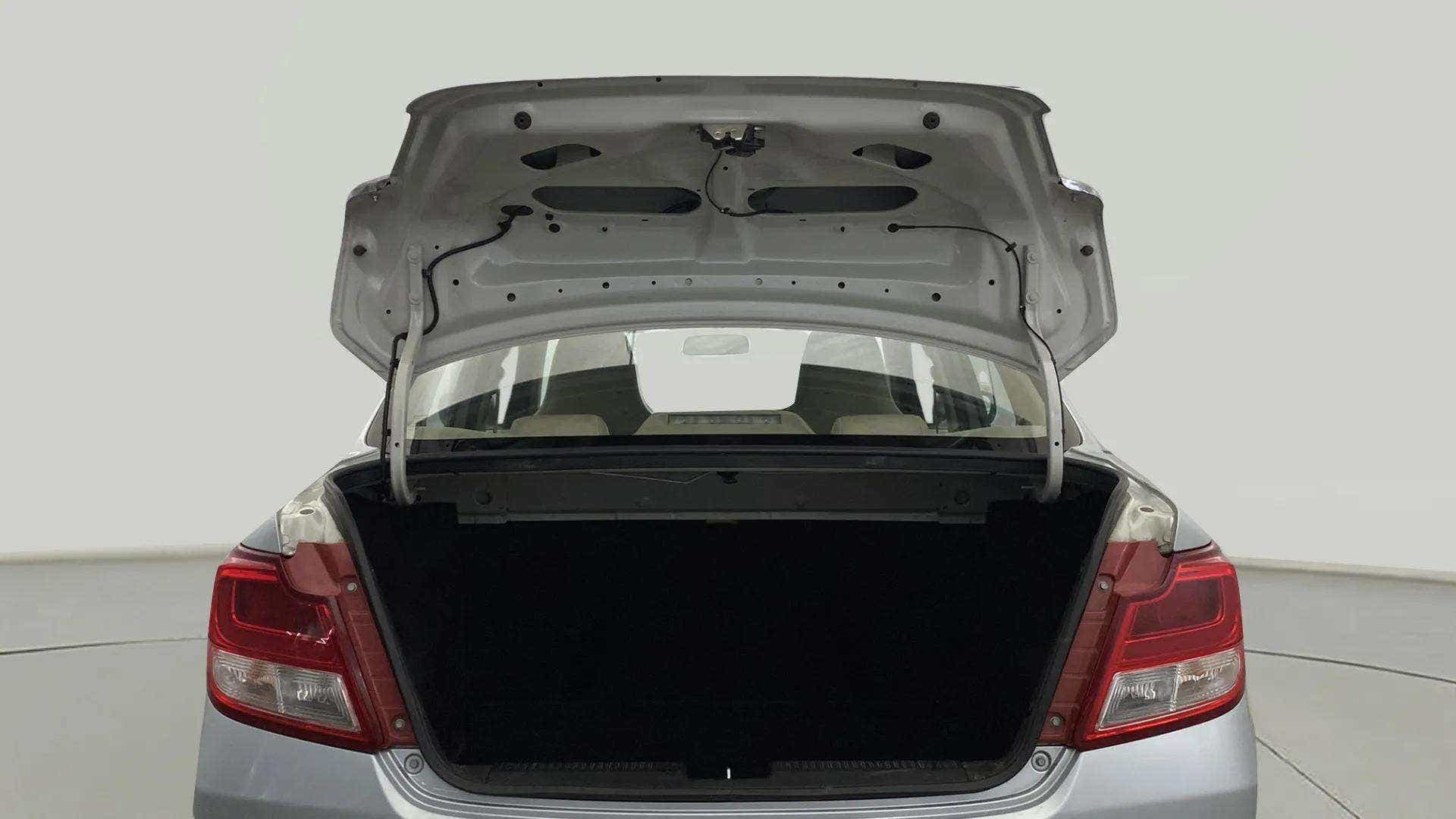 Open trunk view of a Maruti Suzuki Dzire 2018-2023