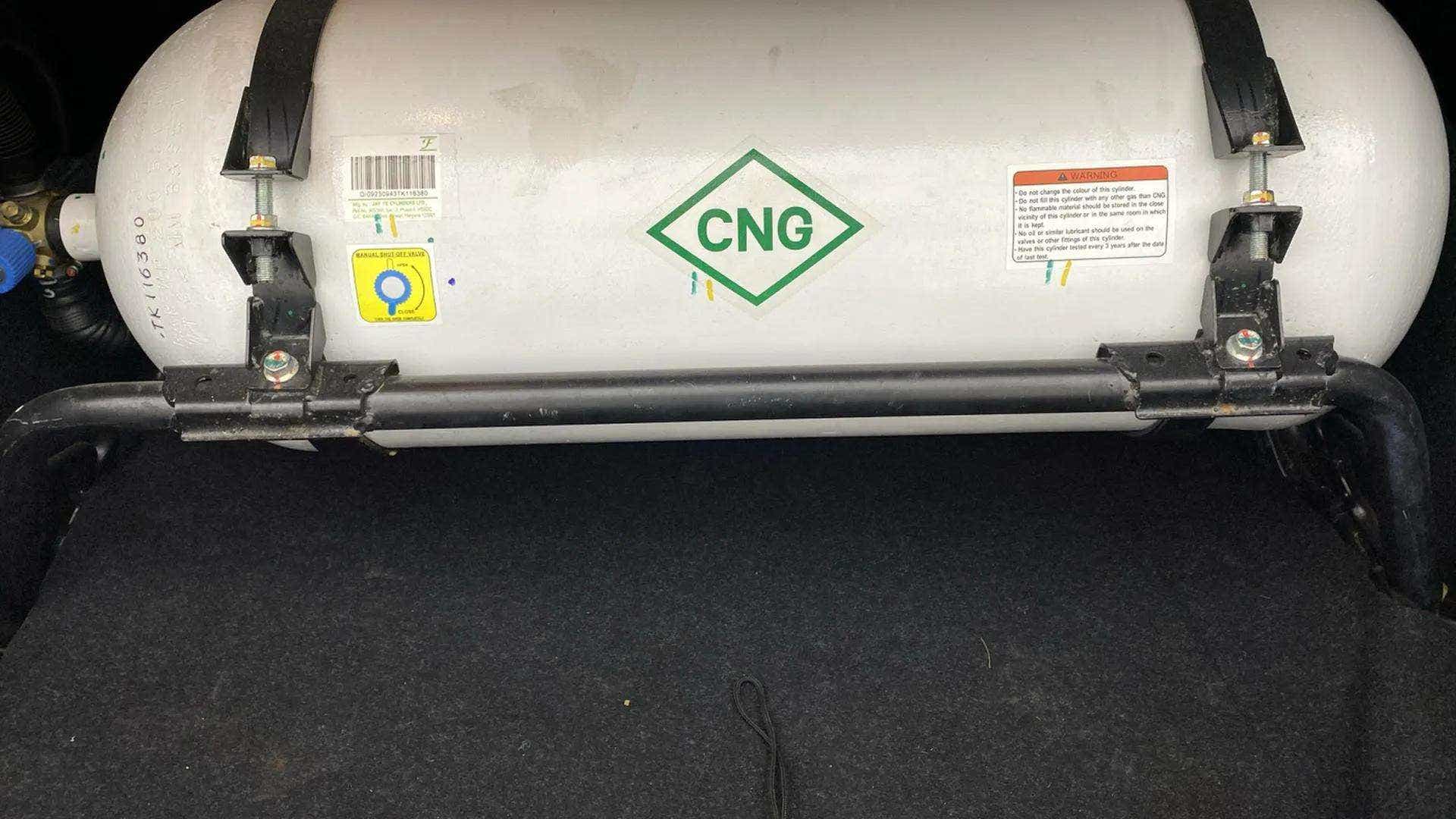 Cng cylinder close-up of a Maruti Suzuki Dzire 2018-2023