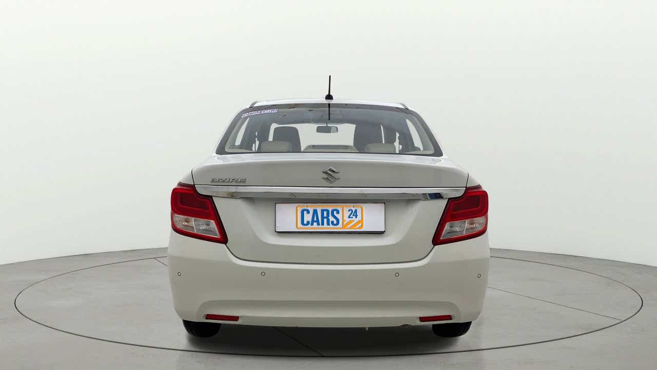 Rear view of a Maruti Suzuki Dzire