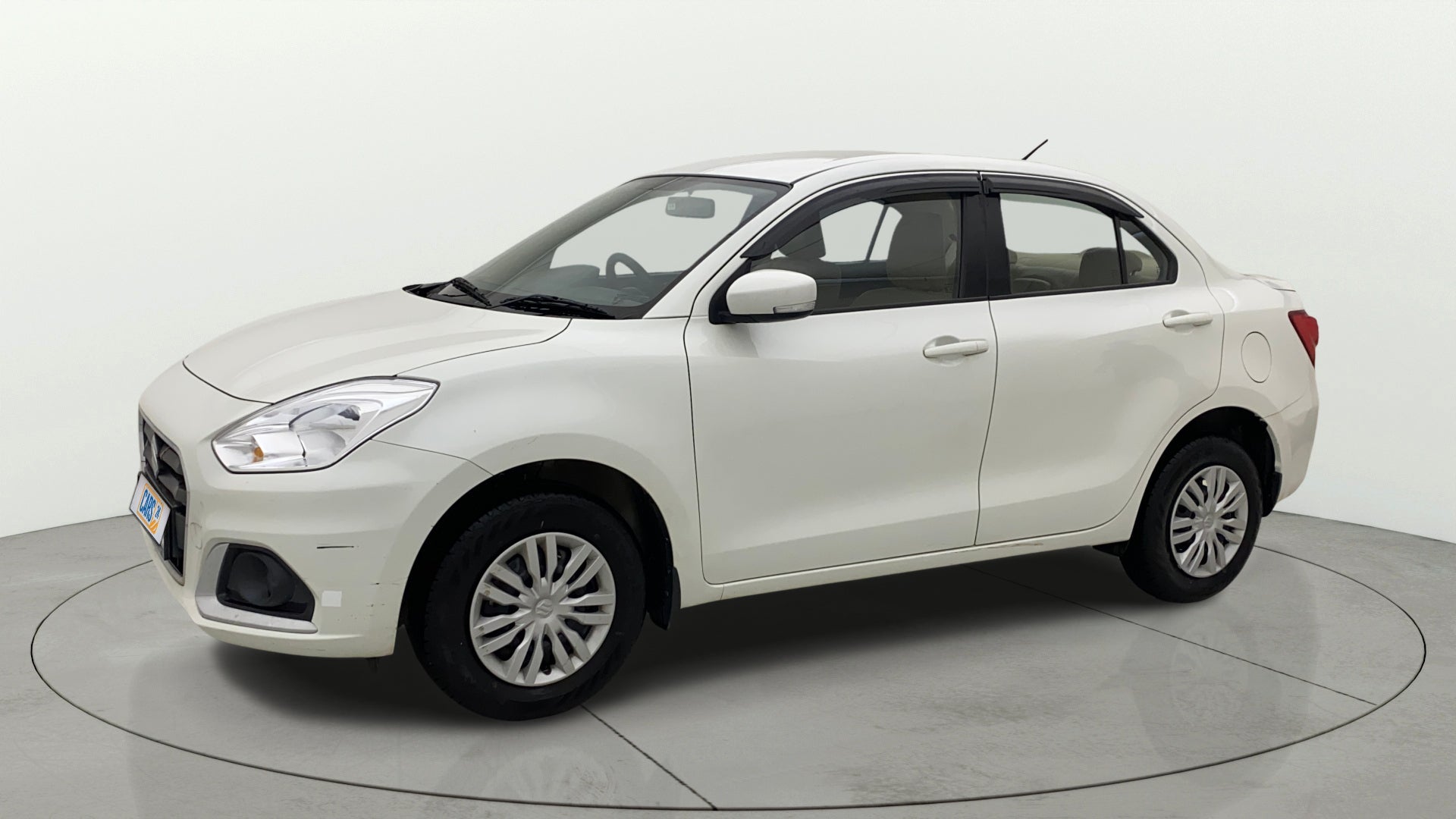 Front three-quarter view of a Maruti Suzuki Dzire