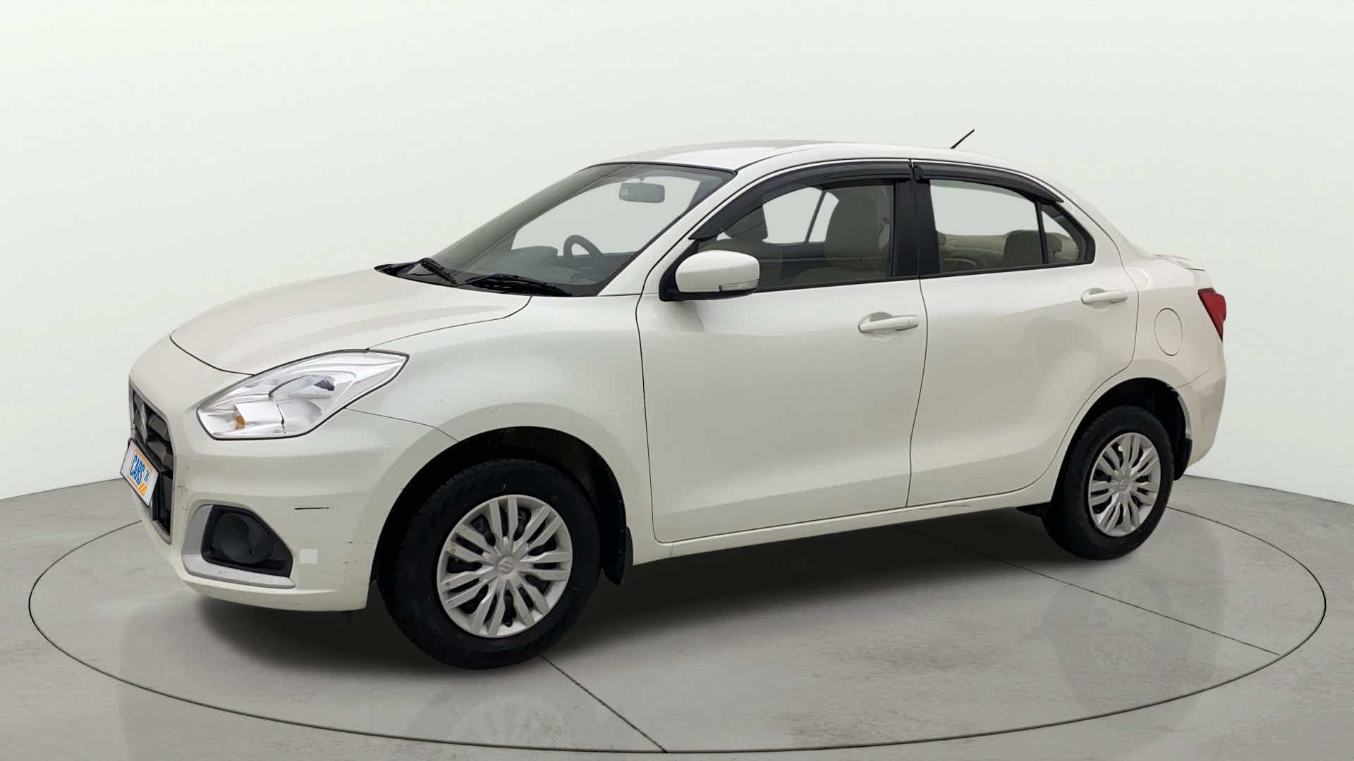 Front three-quarter view of a Maruti Suzuki Dzire