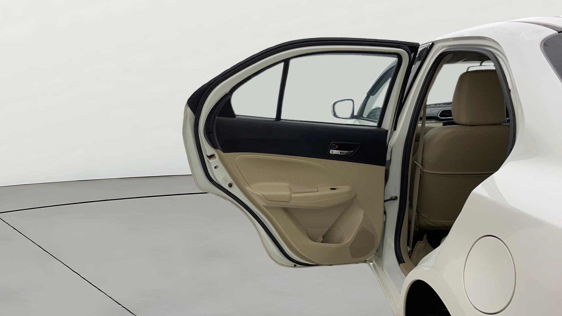Rear door and interior view of a Maruti Suzuki Dzire