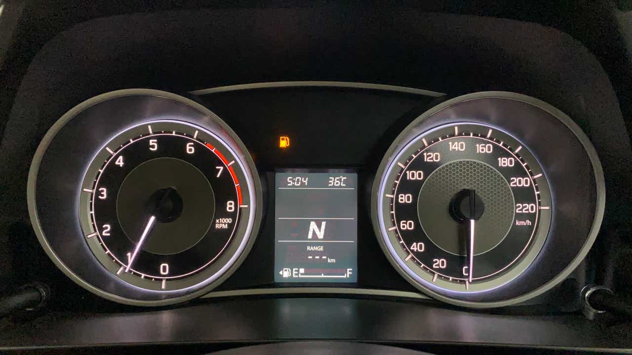 Instrument cluster of a Maruti Suzuki Dzire 2018-2023