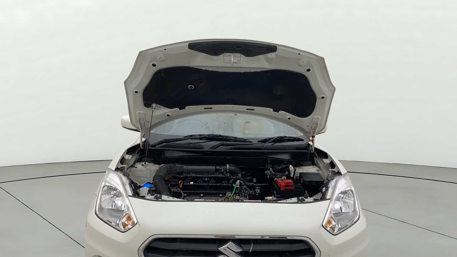 Engine bay view of a Maruti Suzuki Dzire