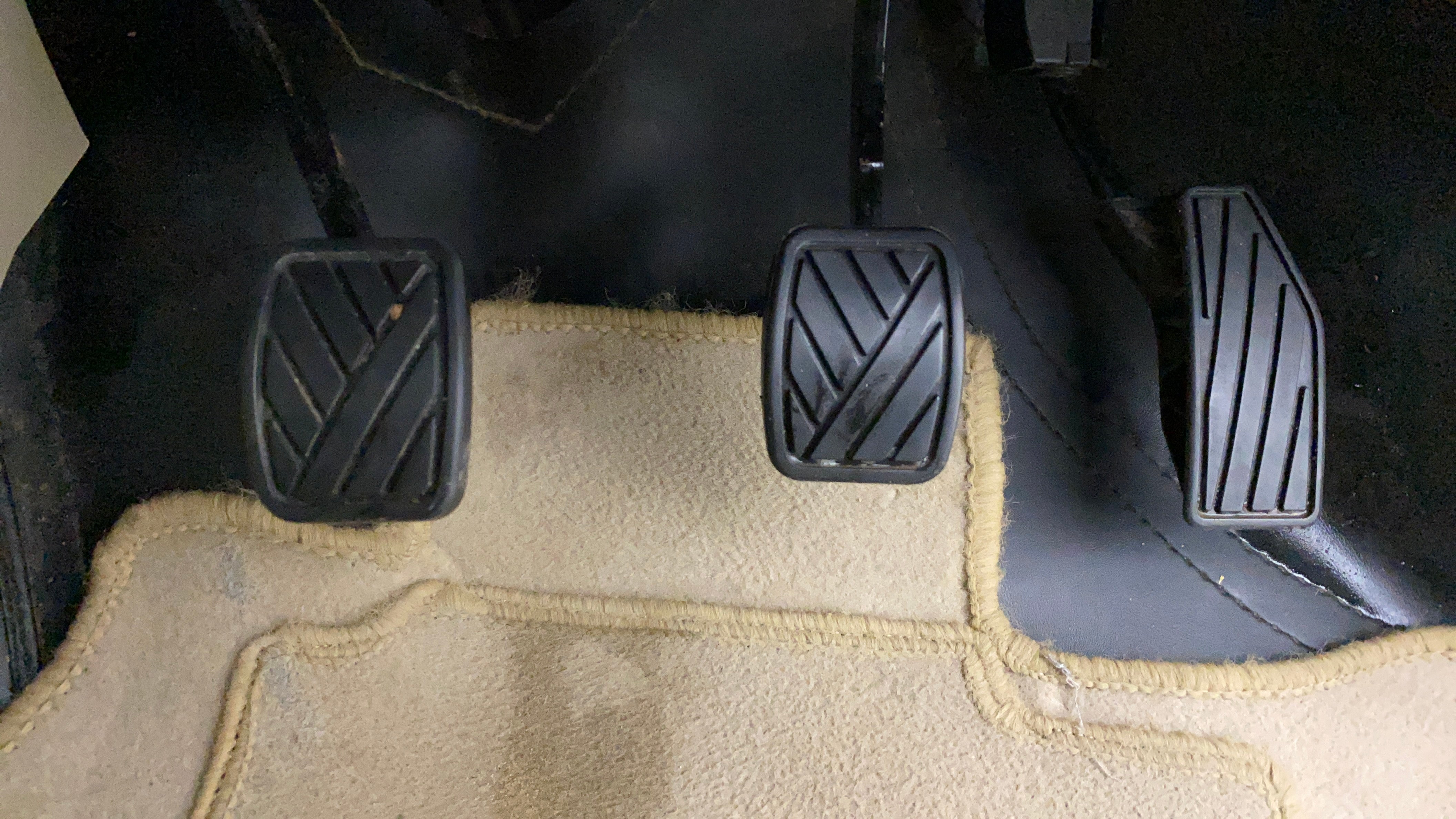 Foot pedals of a Maruti Suzuki Dzire