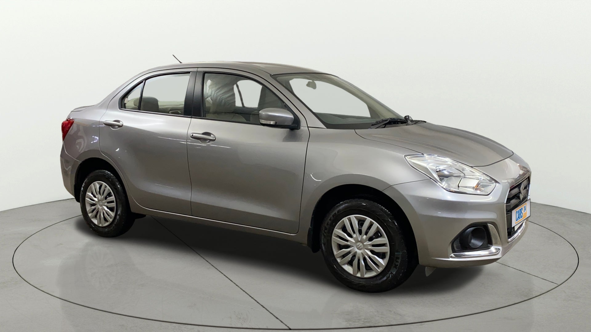 Front three-quarter view of a Maruti Suzuki Dzire 2018-2023