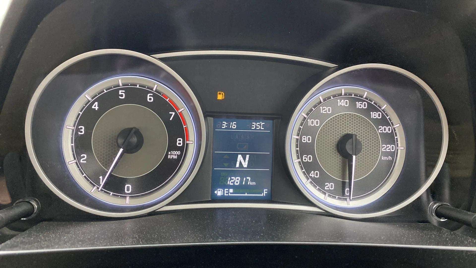 Instrument cluster of a Maruti Suzuki Dzire