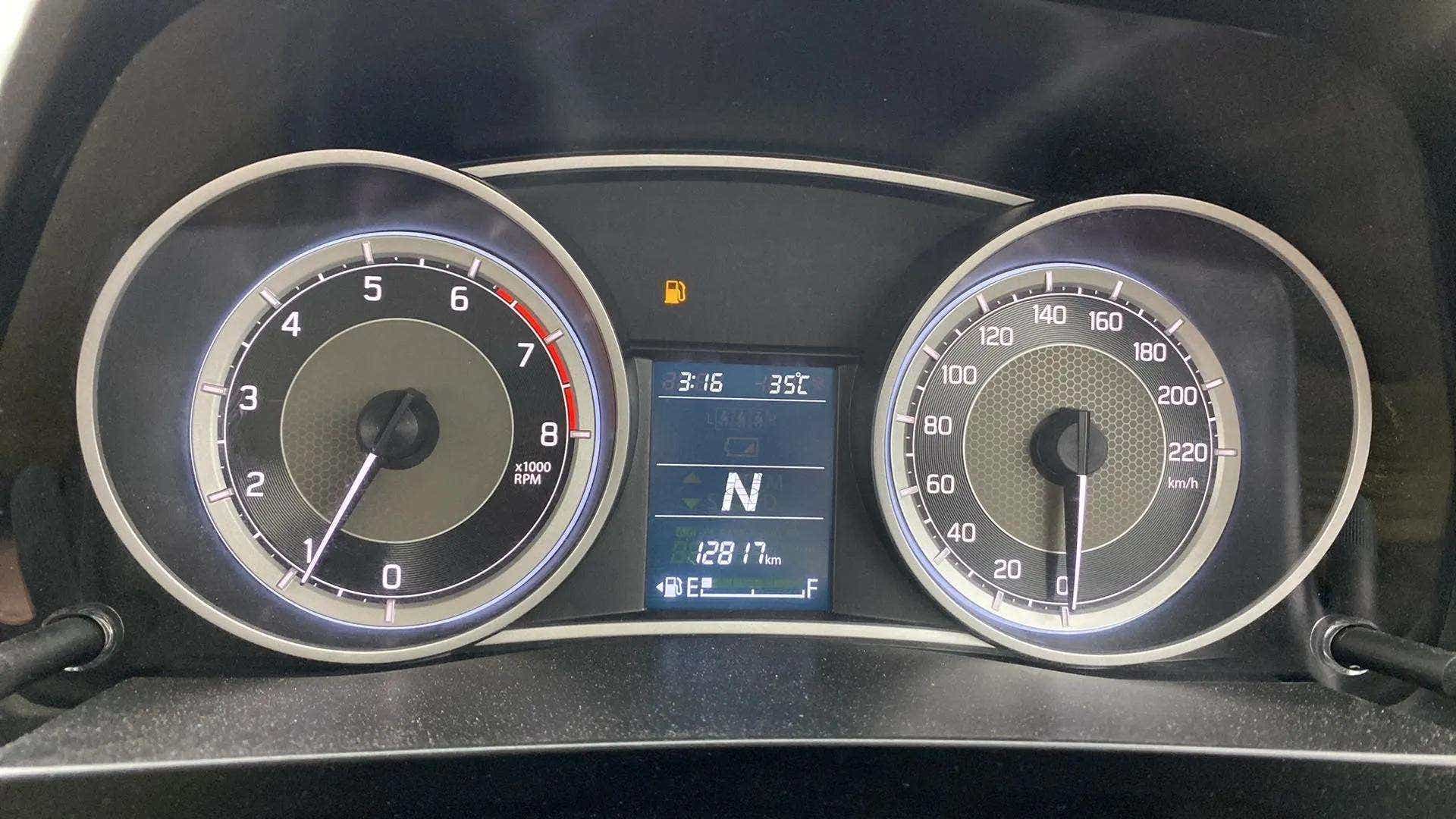 Instrument cluster of a Maruti Suzuki Dzire