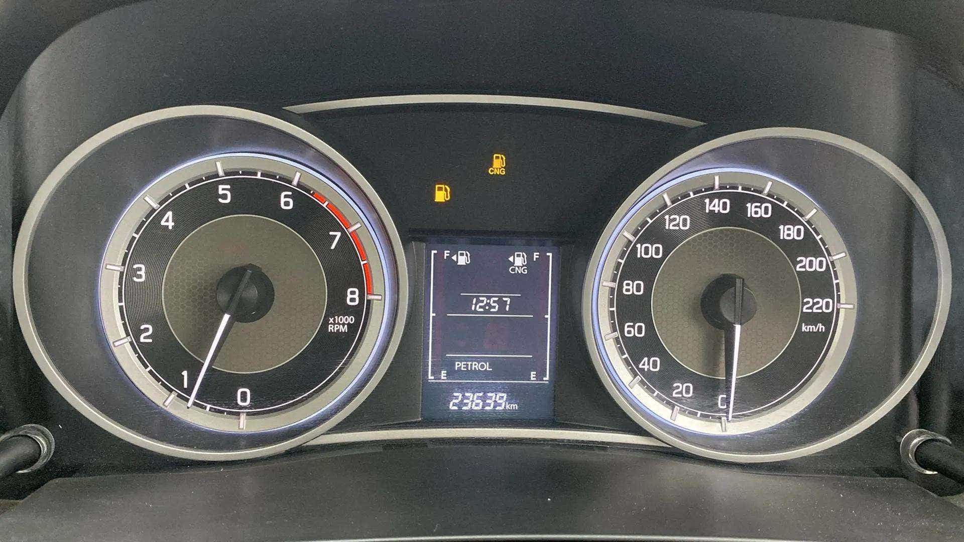 Instrument cluster of a Maruti Suzuki Dzire 2018-2023