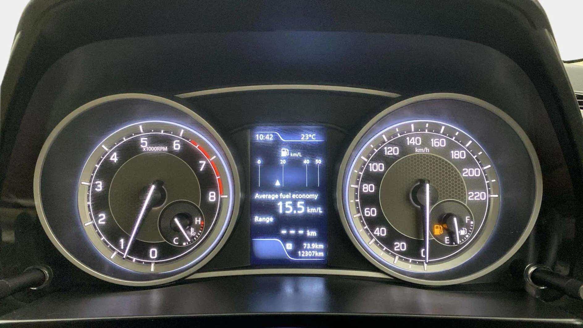 Instrument cluster of a Maruti Suzuki Dzire