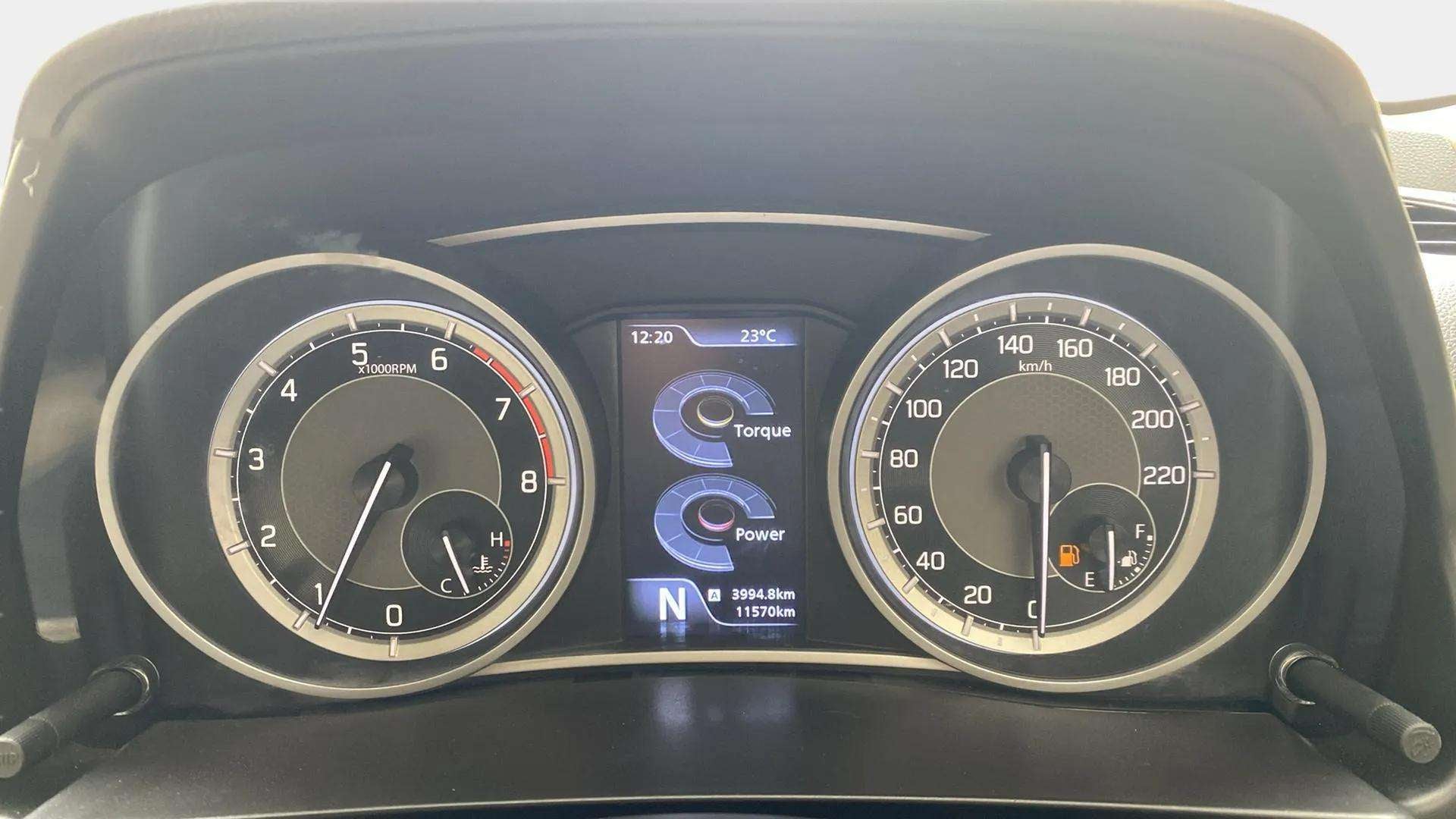 Instrument cluster of a Maruti Suzuki Dzire 2018-2023