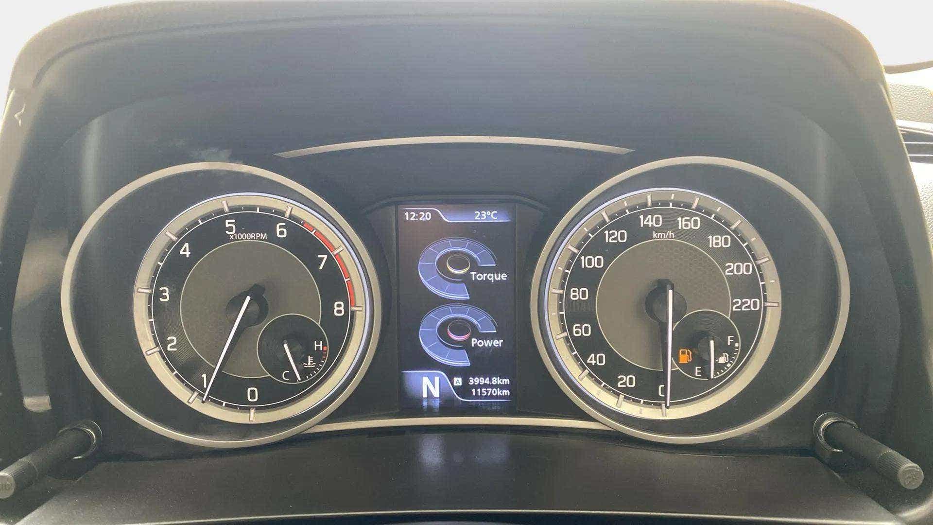 Instrument cluster of a Maruti Suzuki Dzire 2018-2023