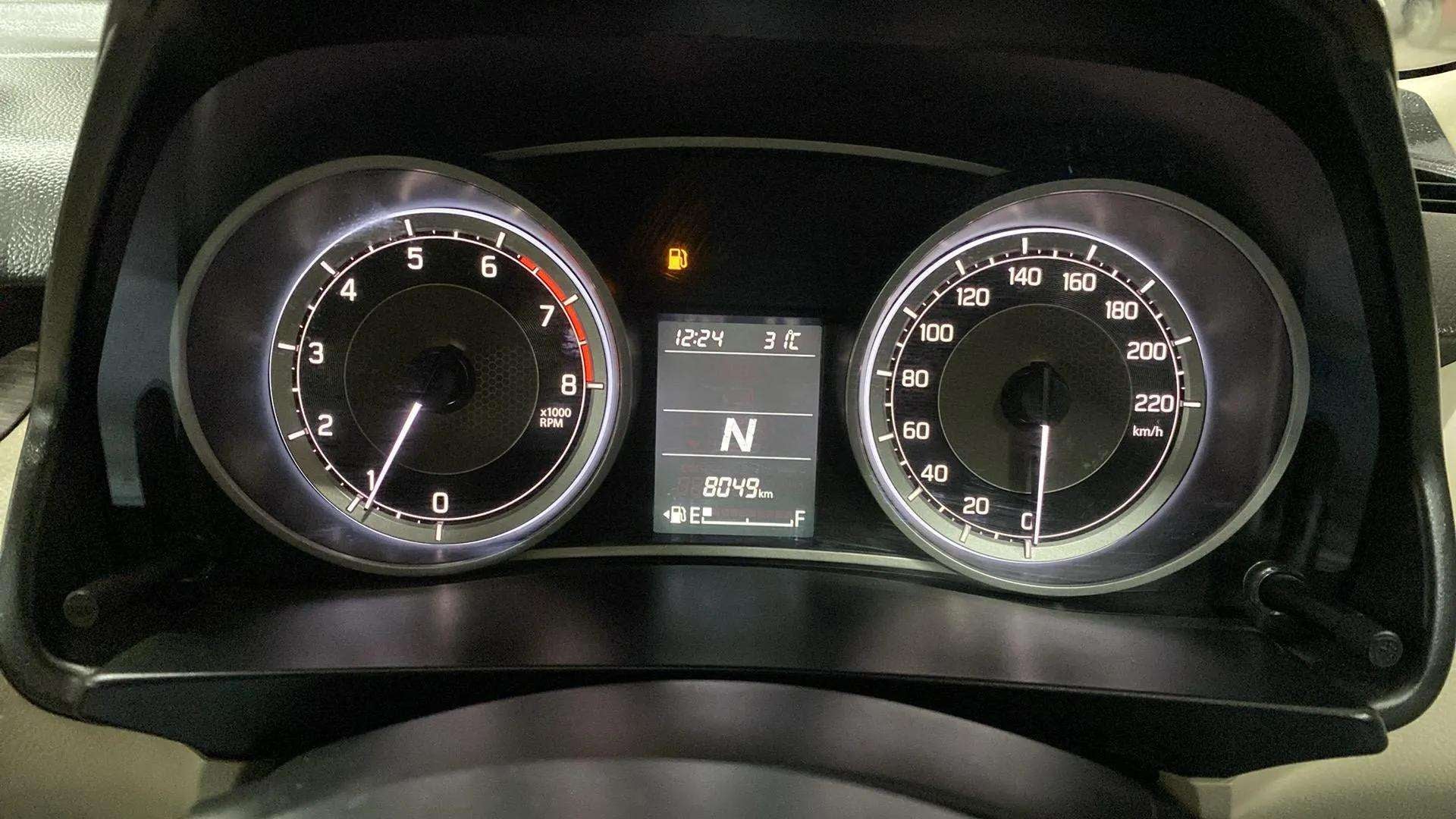 Instrument cluster of a Maruti Suzuki Dzire 2018-2023