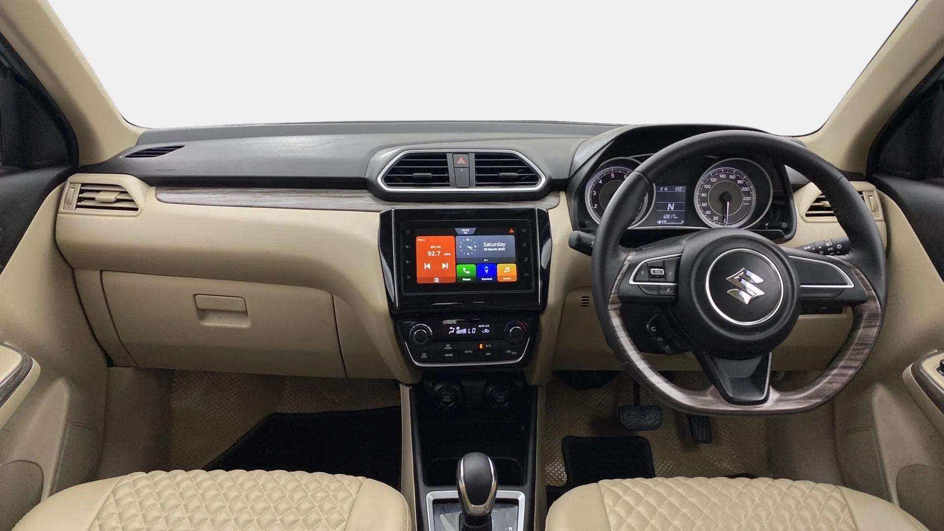 Interior dashboard of a Maruti Suzuki Dzire