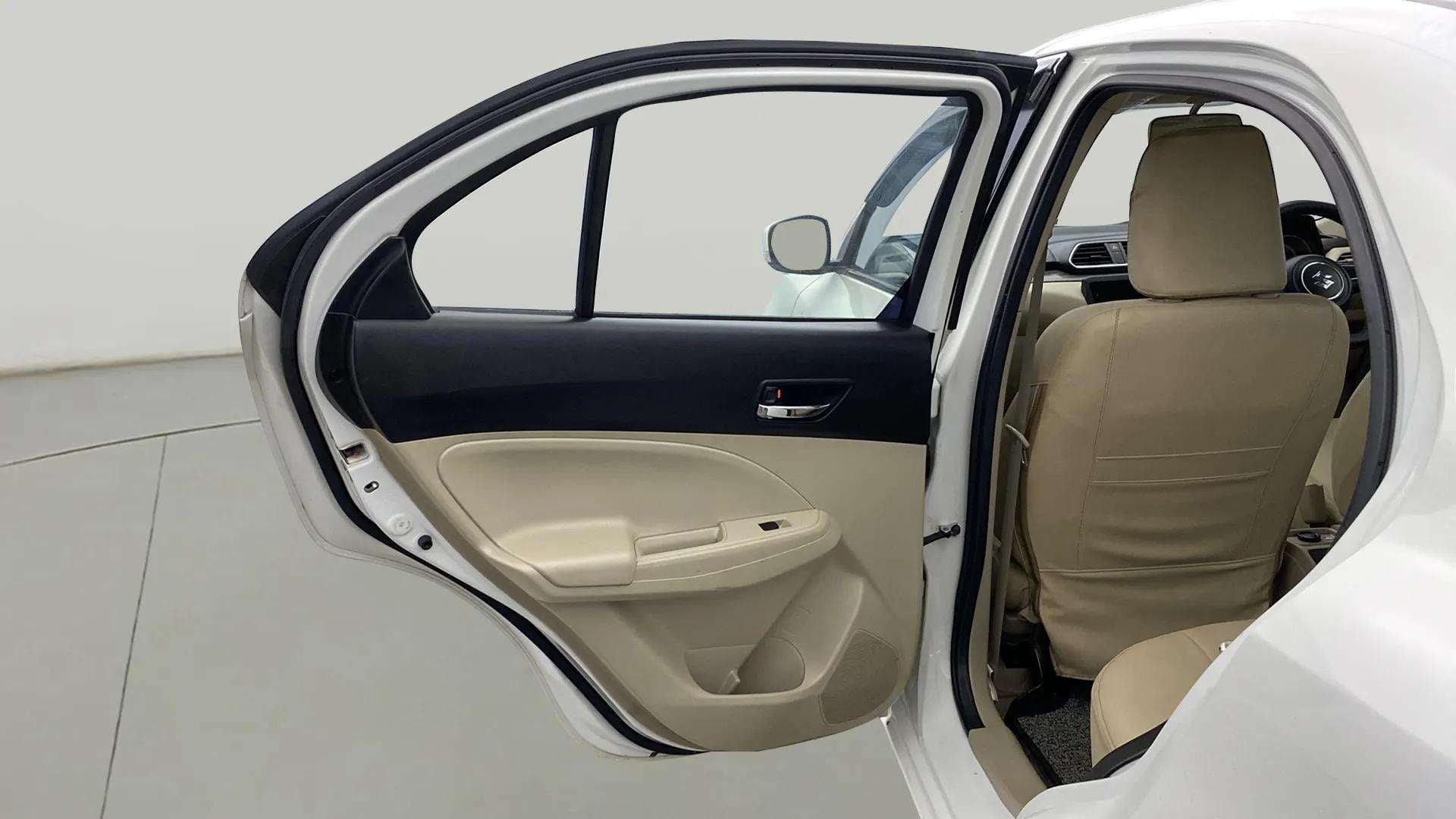 Rear door and seat view of a Maruti Suzuki Dzire