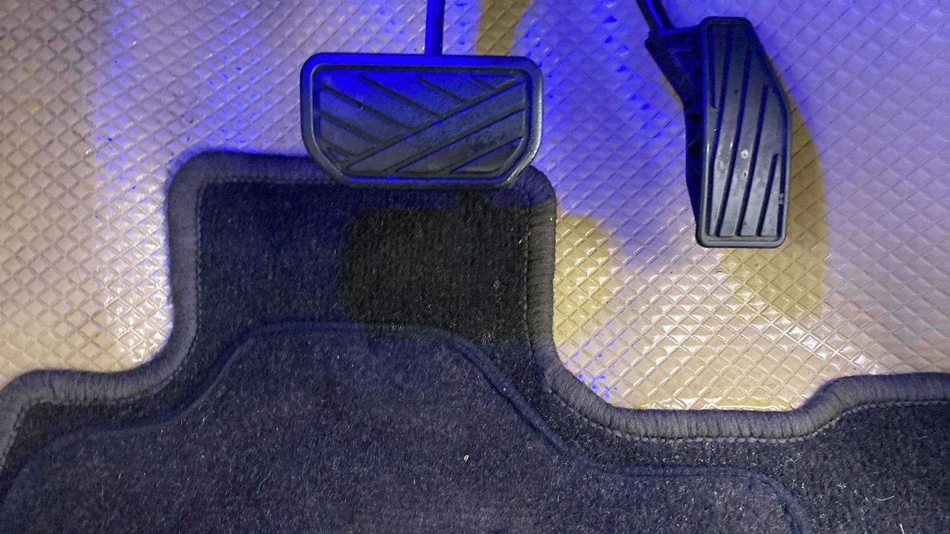 Foot pedal area of a Maruti Suzuki Dzire