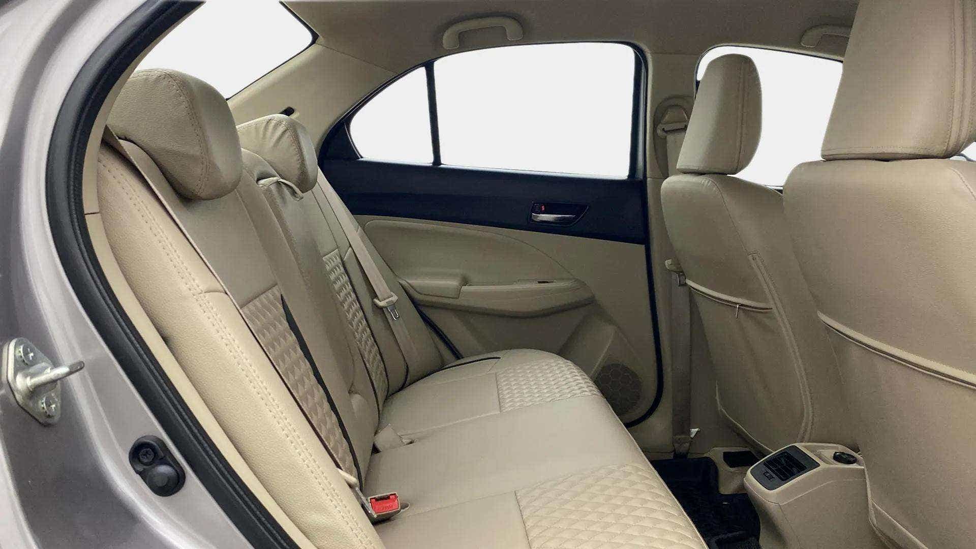 Rear seat interior of a Maruti Suzuki Dzire 2018-2023